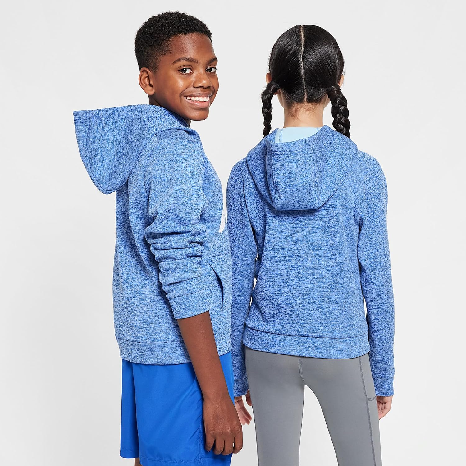 Nike Multi Stain Repel Big Kids' Therma-FIT Hoodie (HF4414-480, Game Royal/University Blue/Heather/White) Size Large
