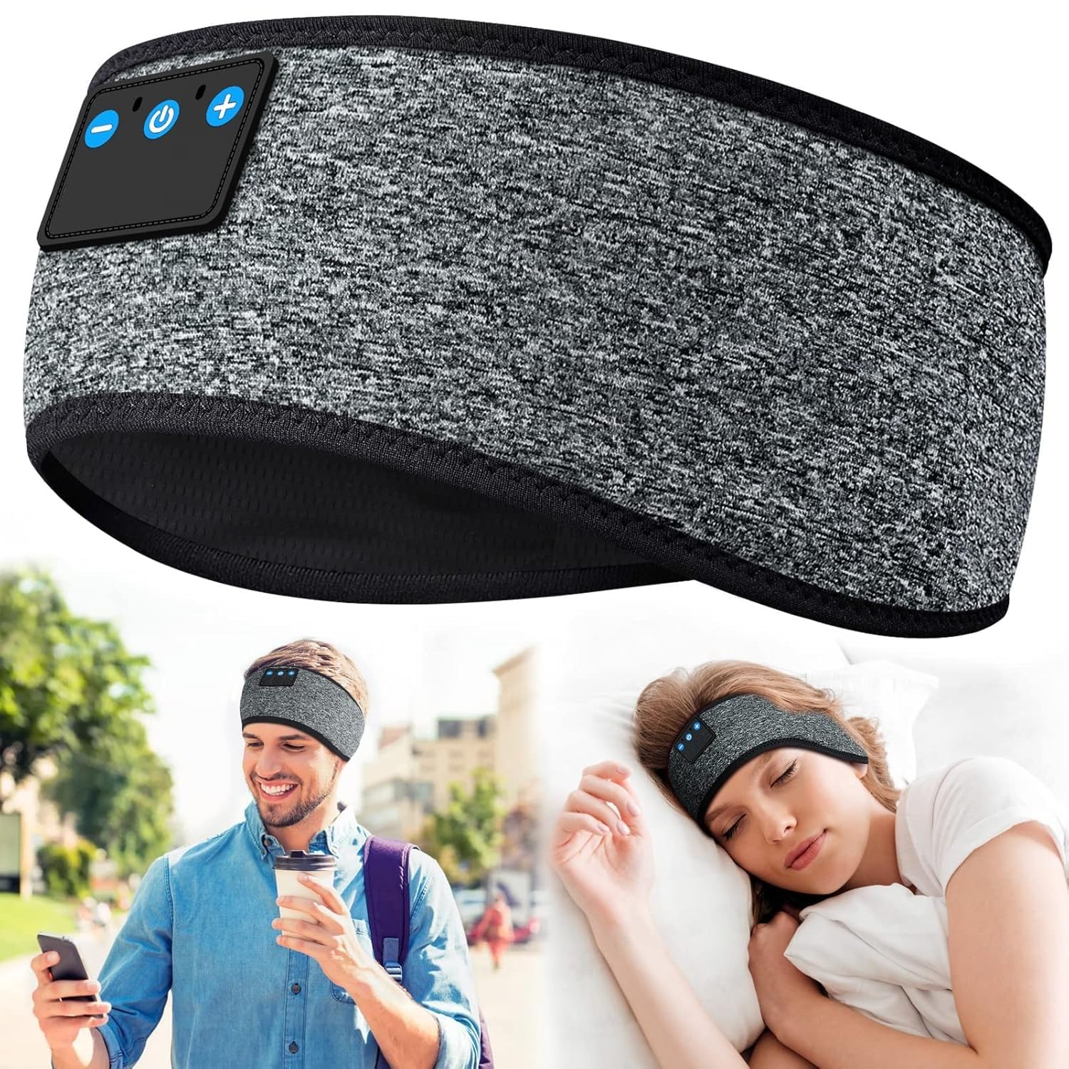 Headphones Bluetooth 5.0 Head Band, Wireless Music Sports Head Band with Detachable Thin Speakers and Mic Perfect for Sleeping, Workout, Running, Yoga (Multicolour)