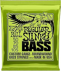 Cordas para baixo Ernie Ball Regular Slinky P02832, revestimento de níquel, calibre 50-105