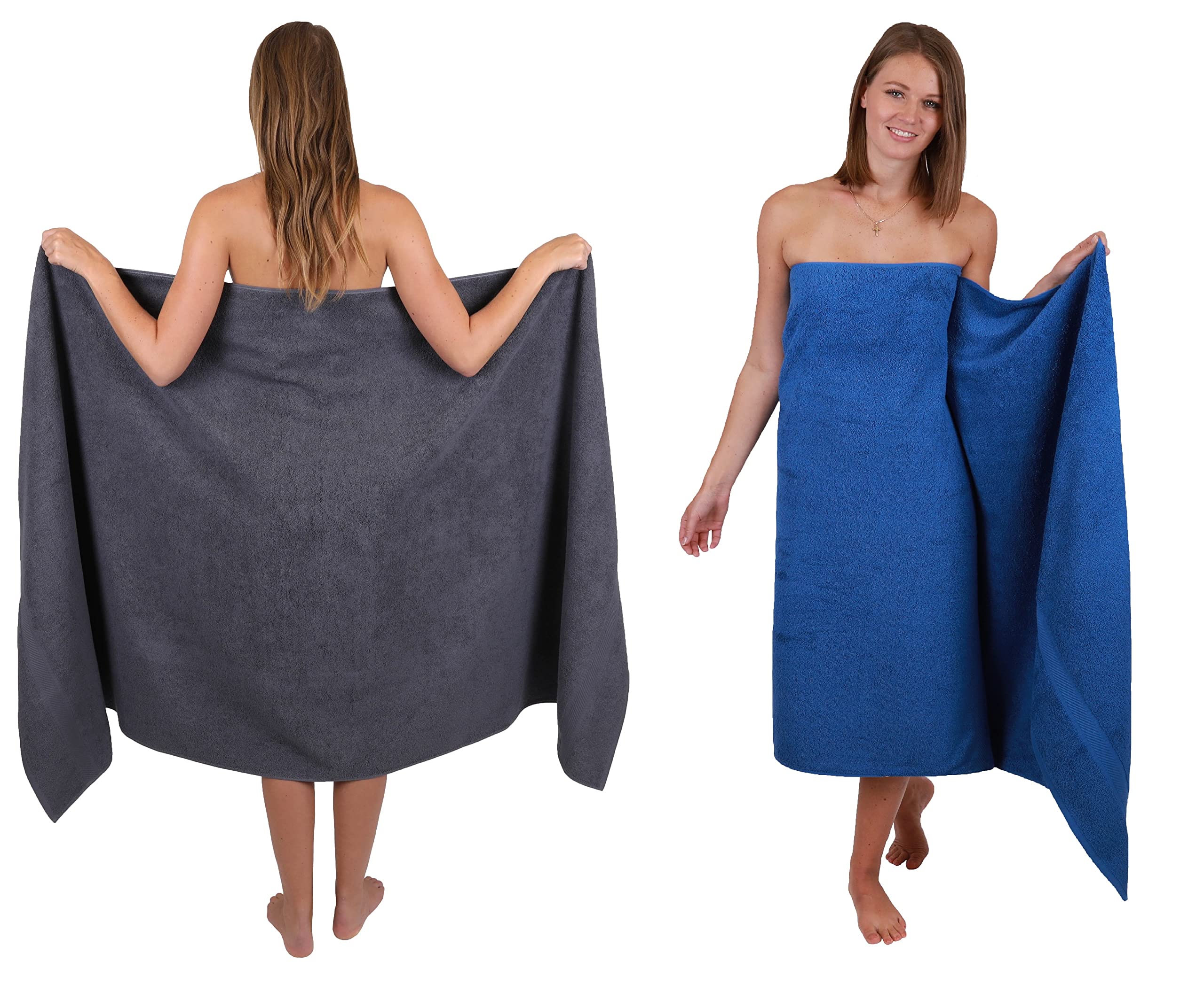 Betz Juego de 2 Toallas de baño XXL Palermo 100% algodón 100x200 cm Color Antracita - Azul