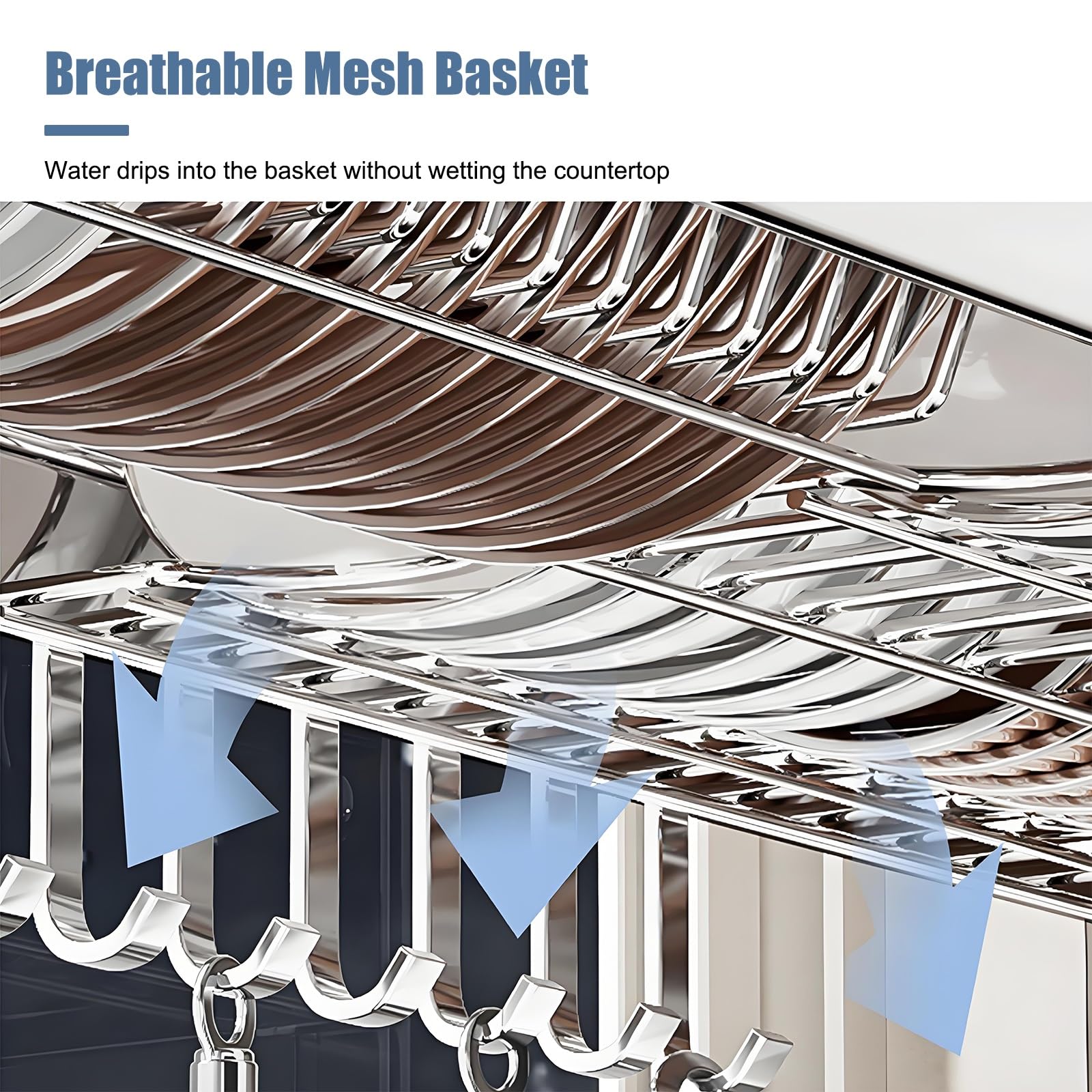 Escurridor de platos – Estante de almacenamiento de metal sobre el fregadero para platos, vasos, cuencos y cubiertos – Organizador de encimera que ahorra espacio – 26 pulgadas