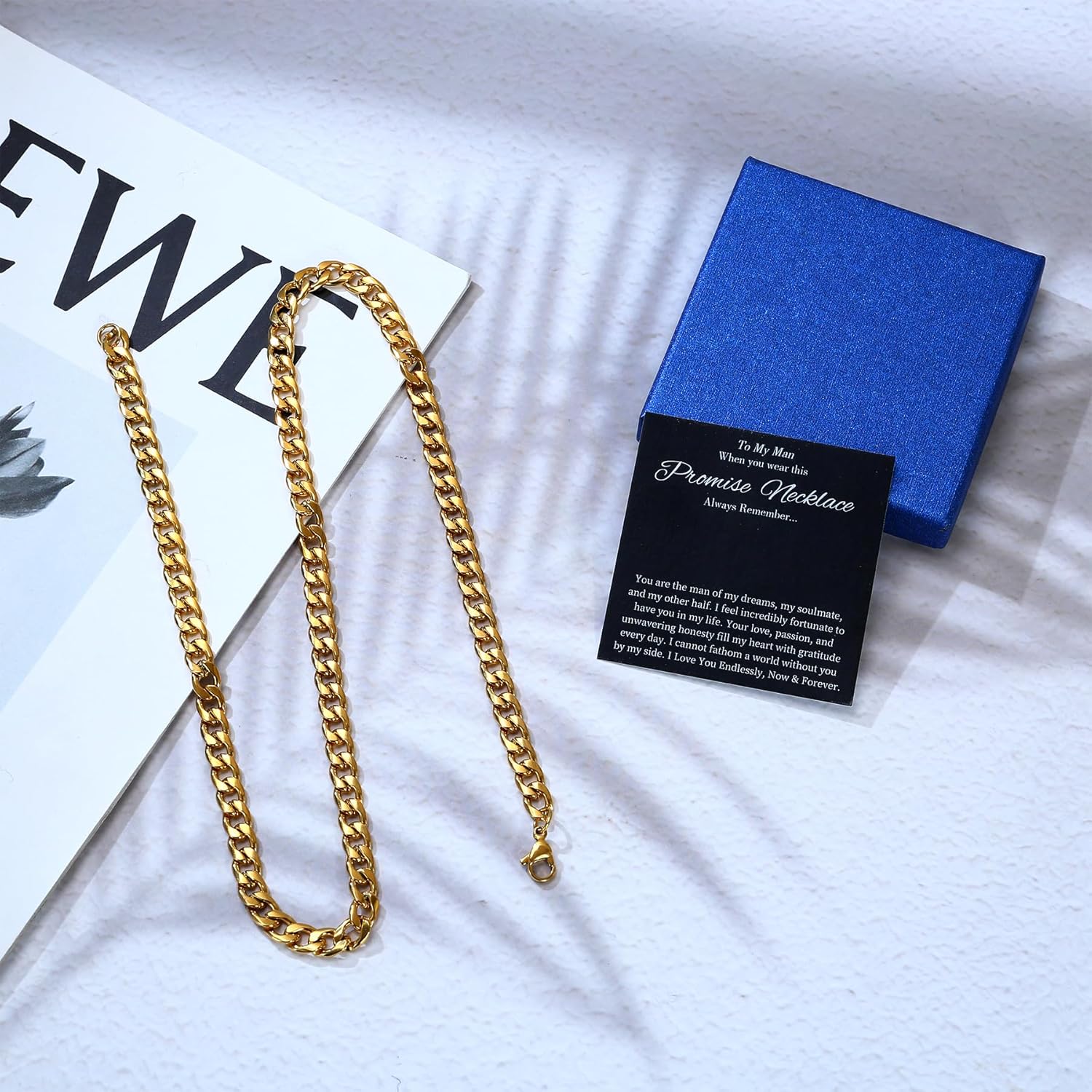 Promise Necklace for Him - Cuban Link Chain for Men, Sentimental Gift for Boyfriend, Birthday Valentines Jewelry Ideas - Image 4