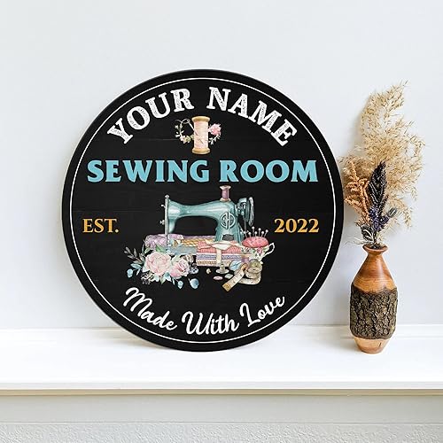 Miniatura 2 de MeMate Letrero para sala de costura, letreros de puerta de costura personalizados, decoración de sala de costura personalizada, letreros de madera