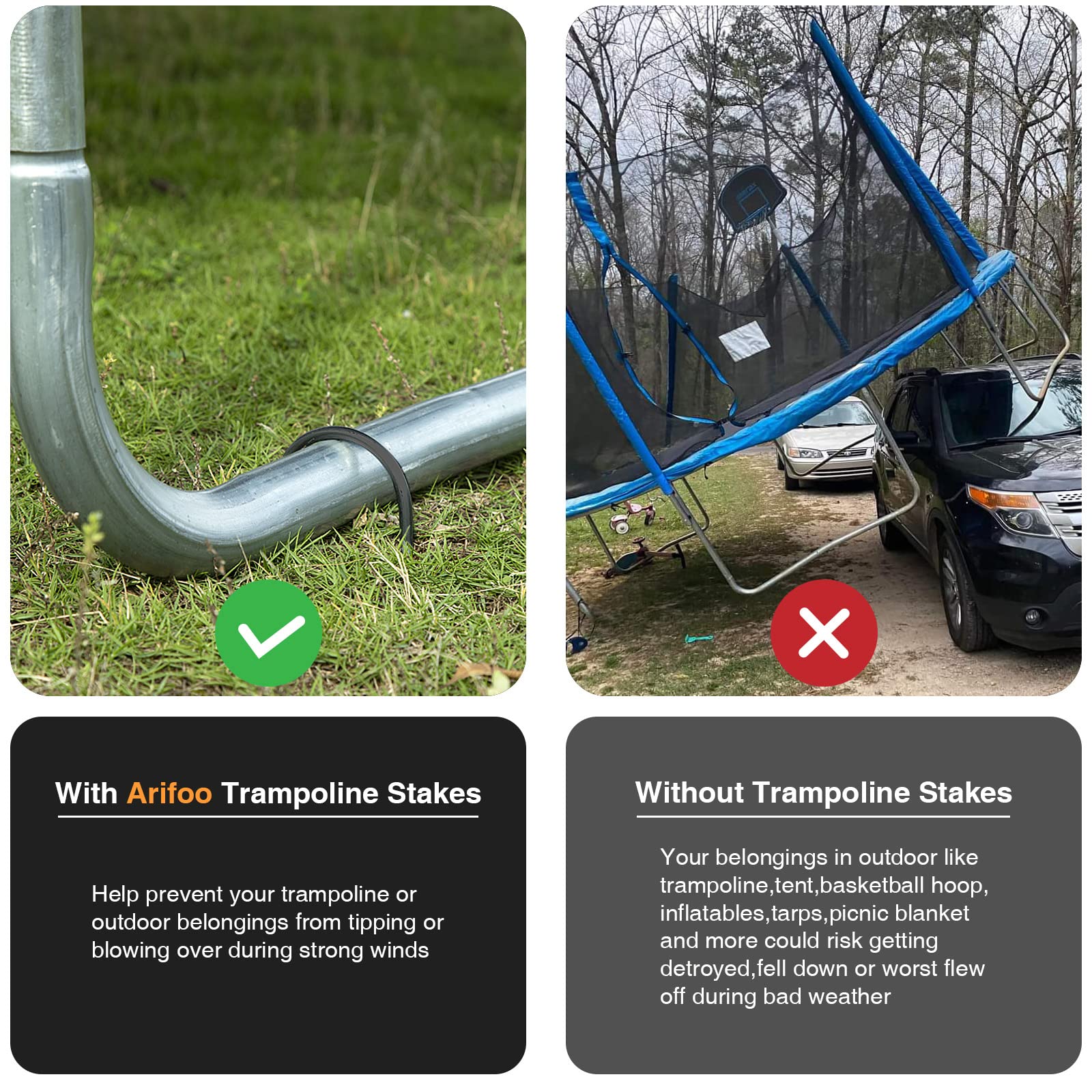 Trampoline Stakes Anchors Heavy Duty High Wind U Type