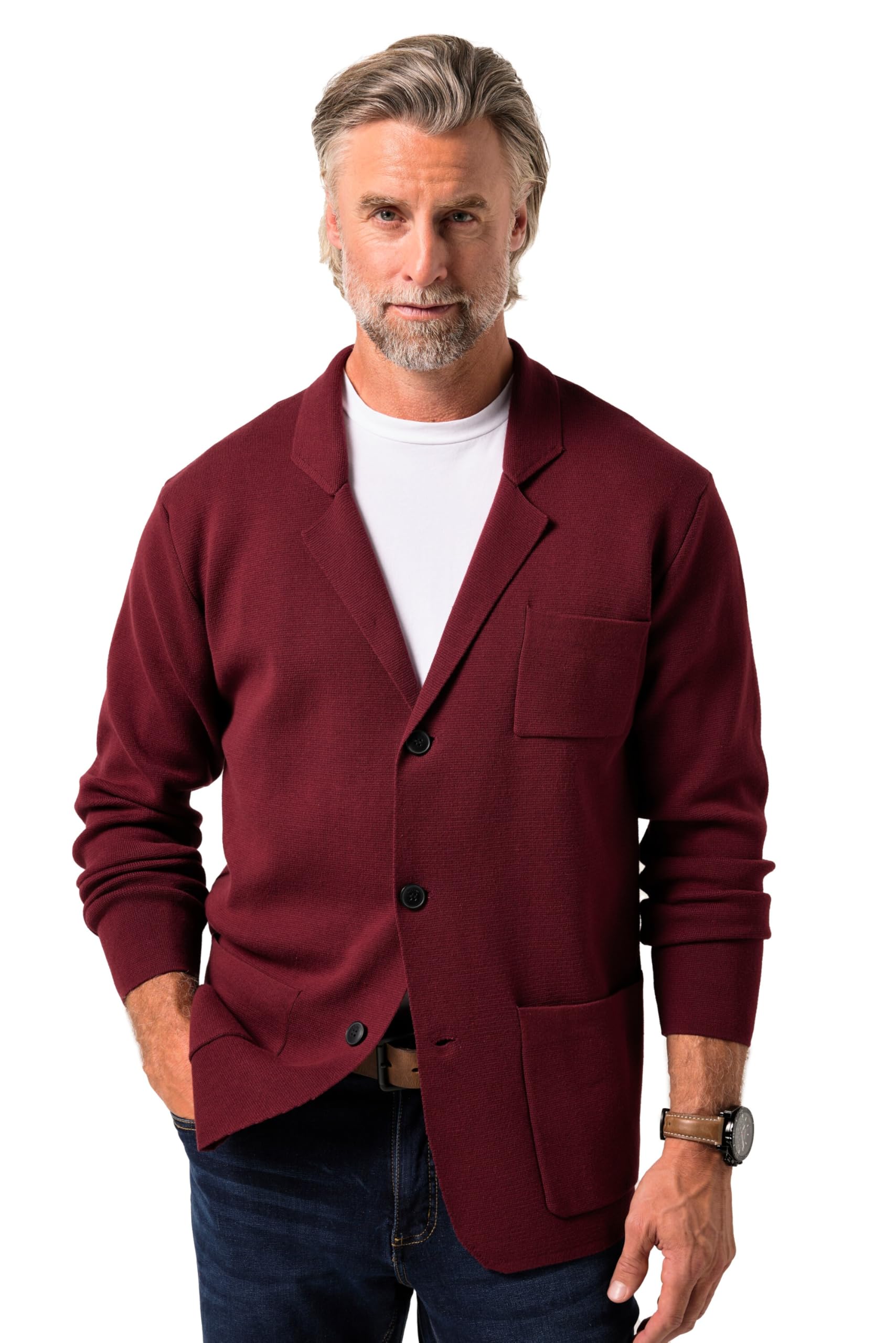 Boston Park Herren große Größen Übergrößen Menswear L-8XL Stricksakko FLEXLASTIC®, Revers 834747