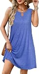 ADOREJOY Robes d'été pour les femmes sans manches Col d'équipage Sundress Casual Cover Up Robe de réservoir avec poche