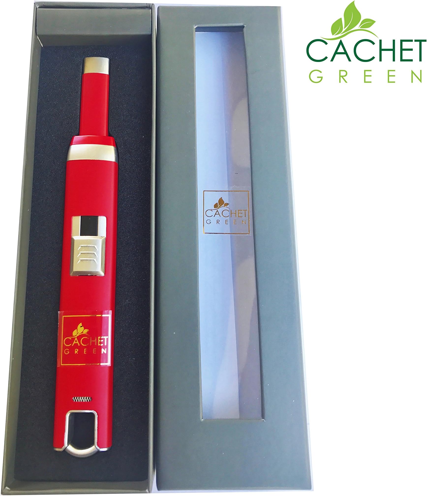 Electric Arc Candle Lighter-USB Rechargeable-Multipurpose- Long Neck-Perfect for Home, BBQ, Camping,Grill, Traveling-Safe, Splash & Windproof -(Red) by Cachet Green