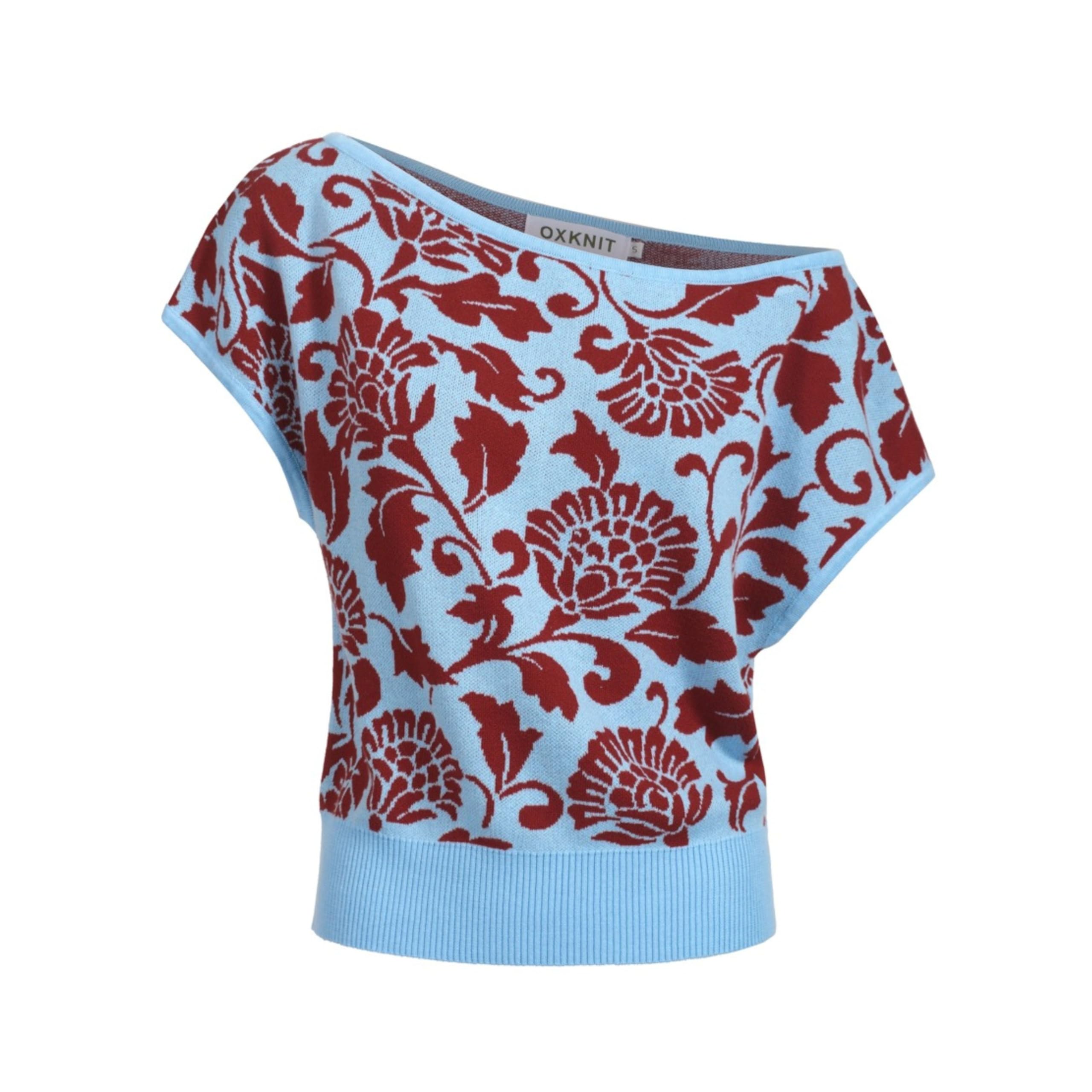 OXKNIT Camiseta de manga corta para mujer de verano, de punto de algodón, color azul