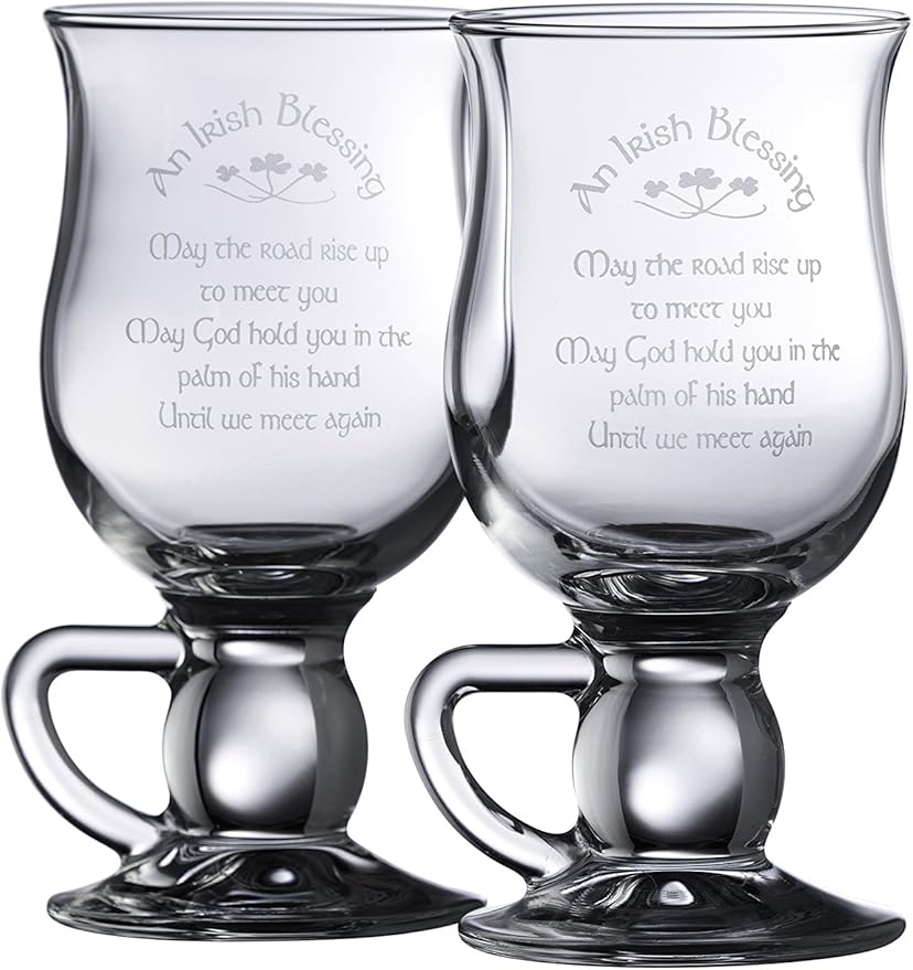 Galway Crystal Irish Blessing Latte (1 Pair), Clear Irish