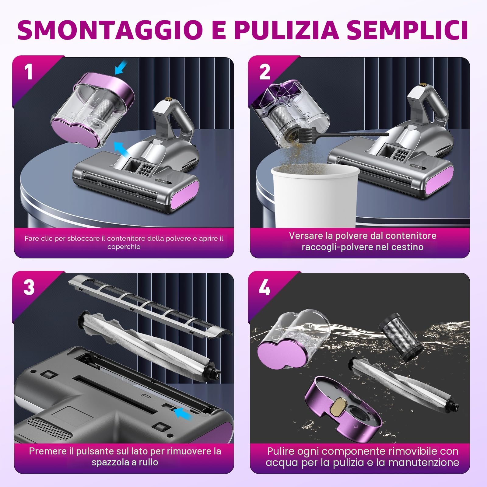 Battimaterasso Aspiratore per Materassi con Luce UV,500W 16kpa Aspirapolvere per Materassi con Riscaldamento Aspira Materasso Antiacaro Rimuove il 99,9% Degli Allergeni
