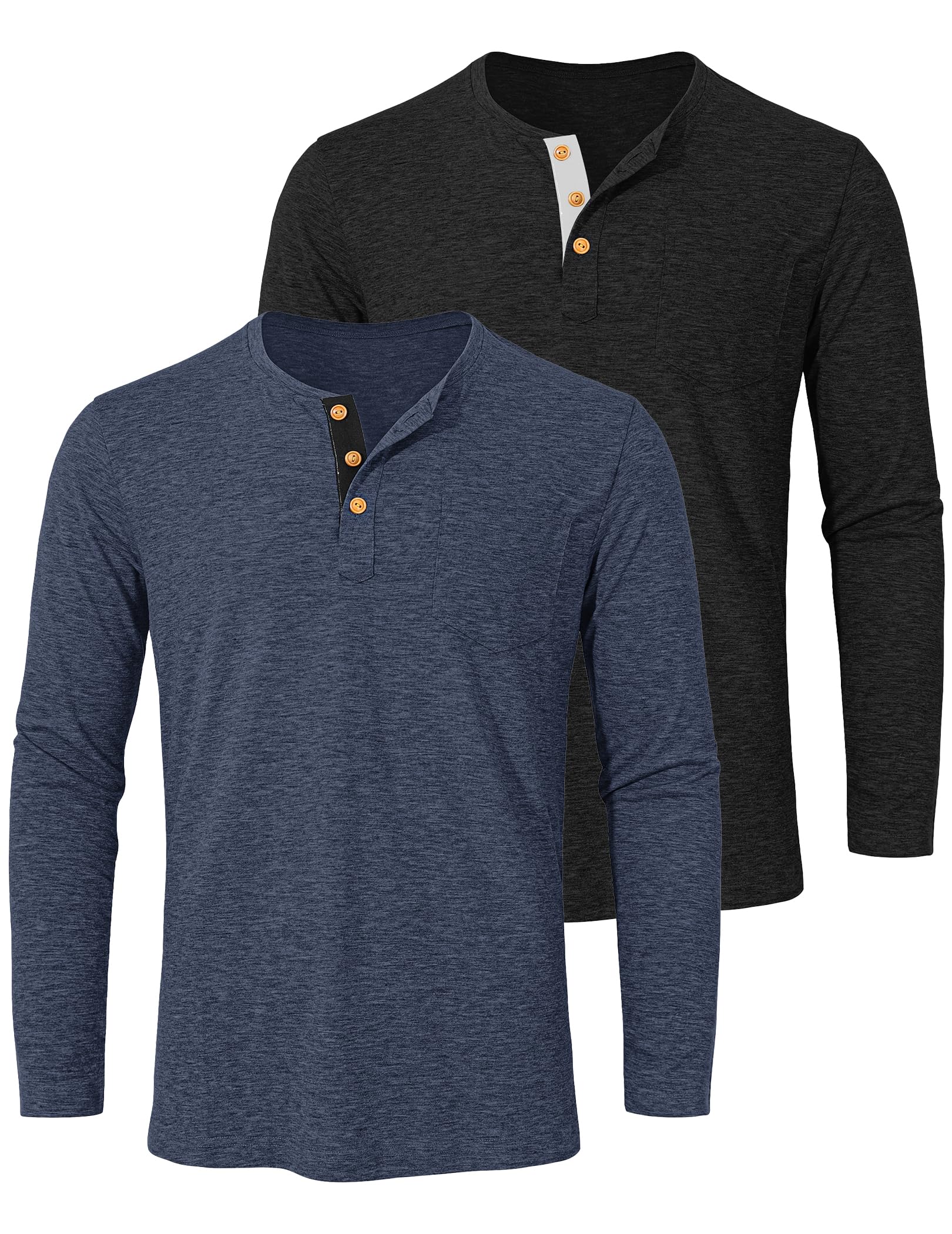 TARAINYA Henley Langarmshirt Herren Baumwolle T-Shirt M-4XL
