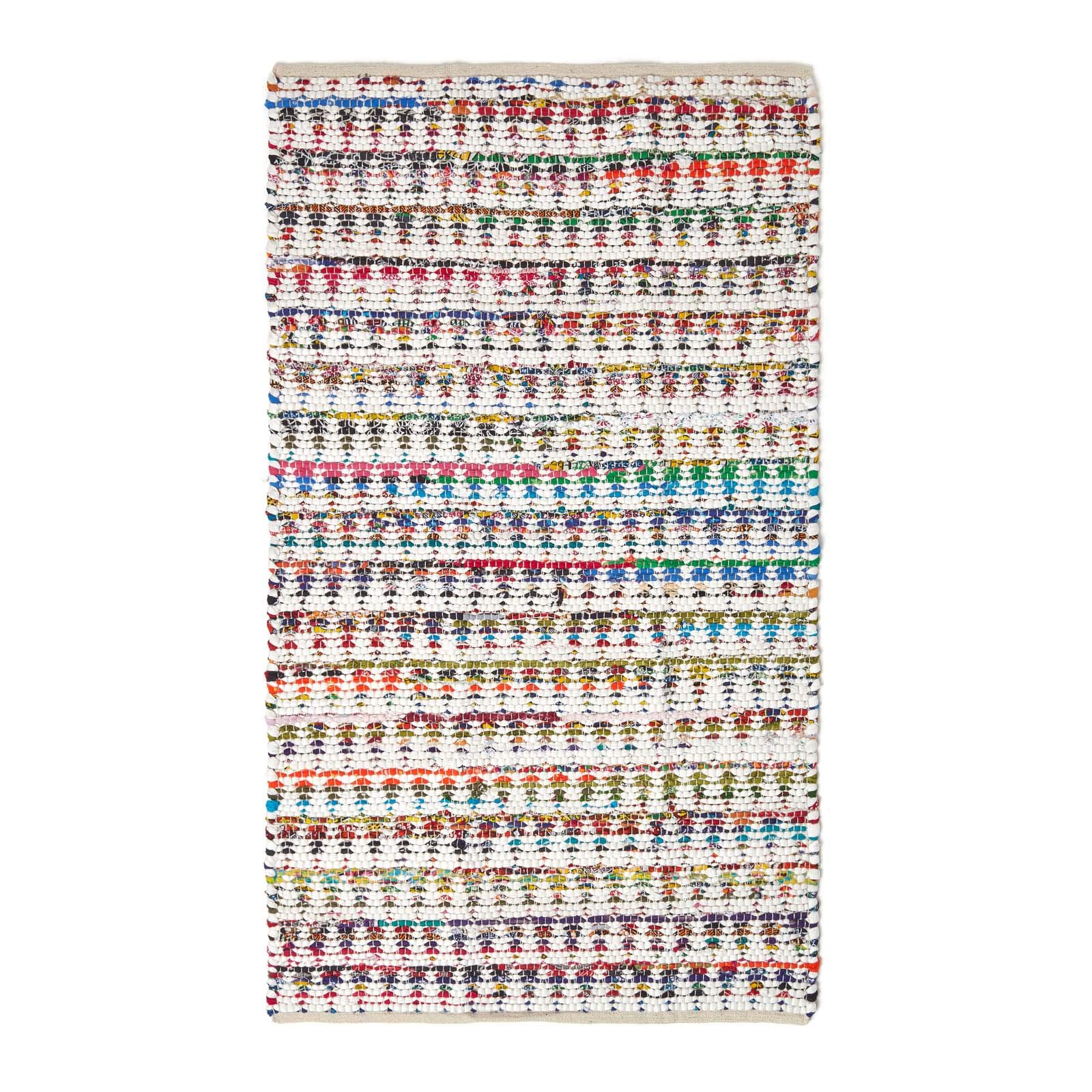 Homescapes Teppich, handgewebt aus 100% Baumwolle, 120 x 170 cm, Flickenteppich mit geometrischem Dreiecksmuster, bunt