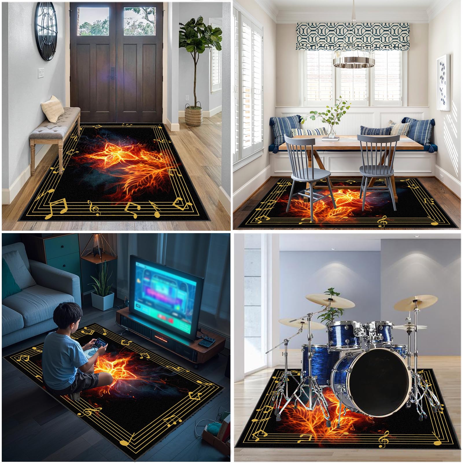 Bateria elektroniczna Dywan na perkusję i perkusję Maty akustyczne Pianino Baterie Akustyczne Maty Na Bęben Dźwiękoszczelny Antypoślizgowy Mata 140 x 90 cm