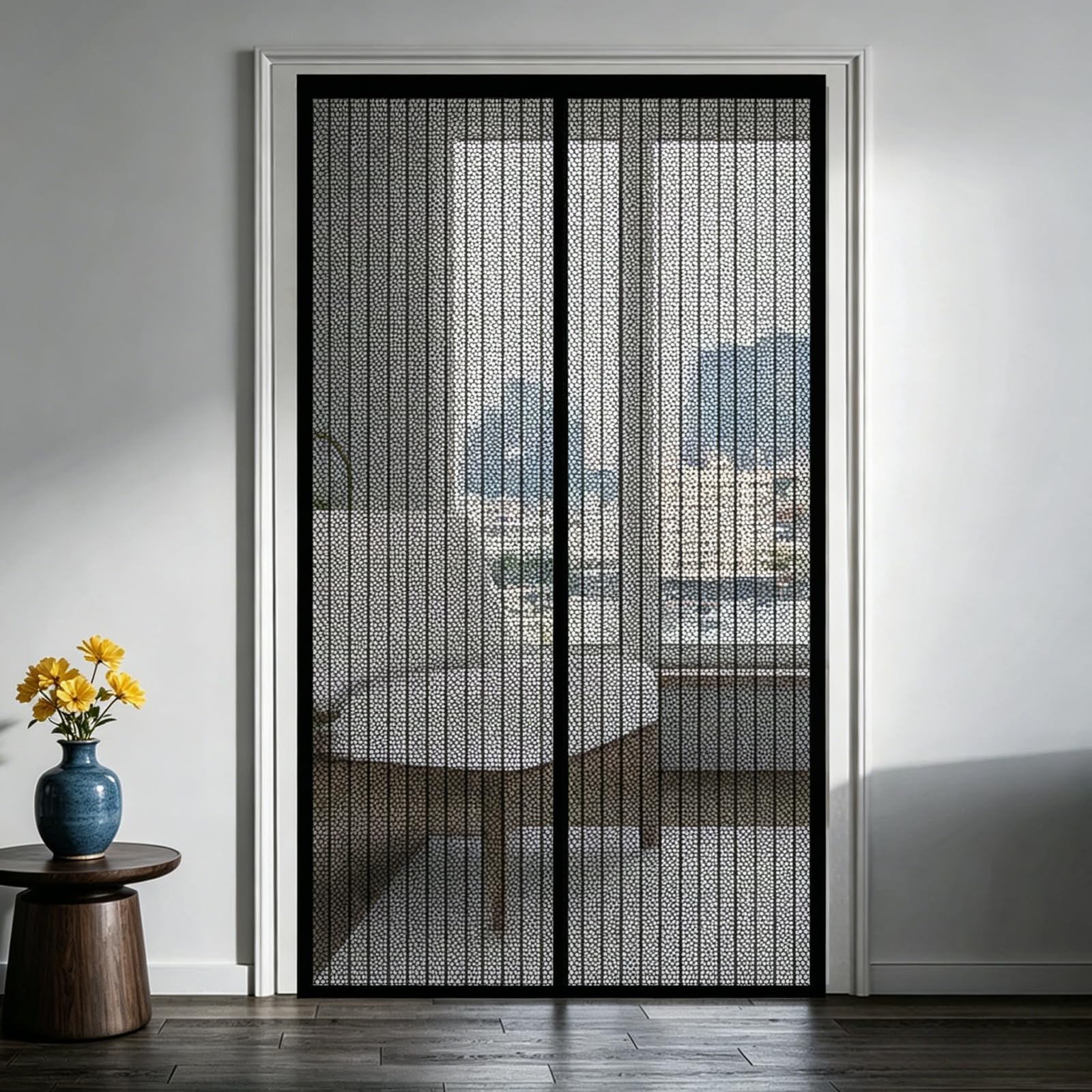Fly Screen for Doors 85 x 260 cm Keep Bugs Out Lets Fresh Air in Fly Nets for Doors No Drill Installation for Patio Balcony Bedroom, Black