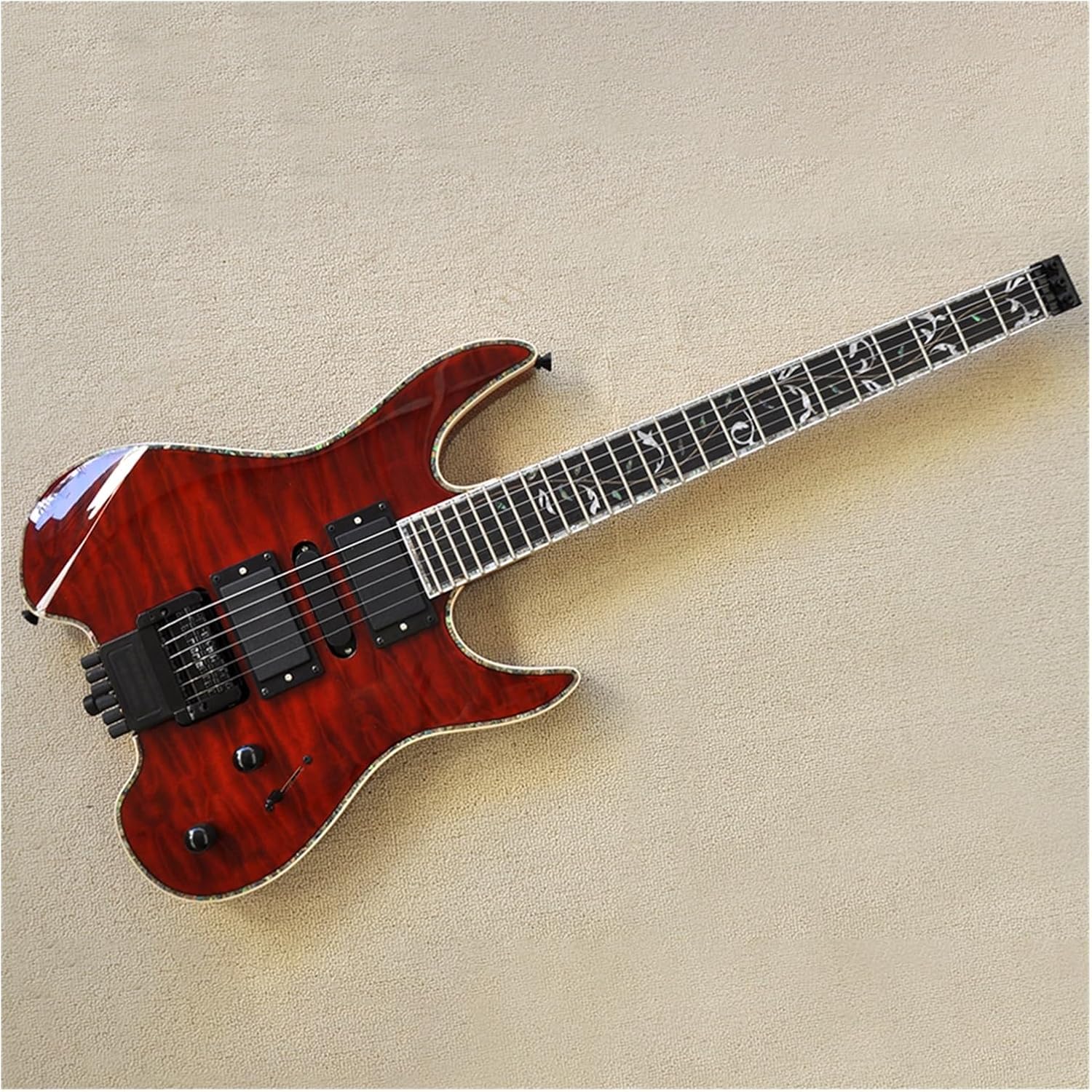 Headless Electric Guitar Easy To Carry Red 39 Inches Headless Electric Guitar With