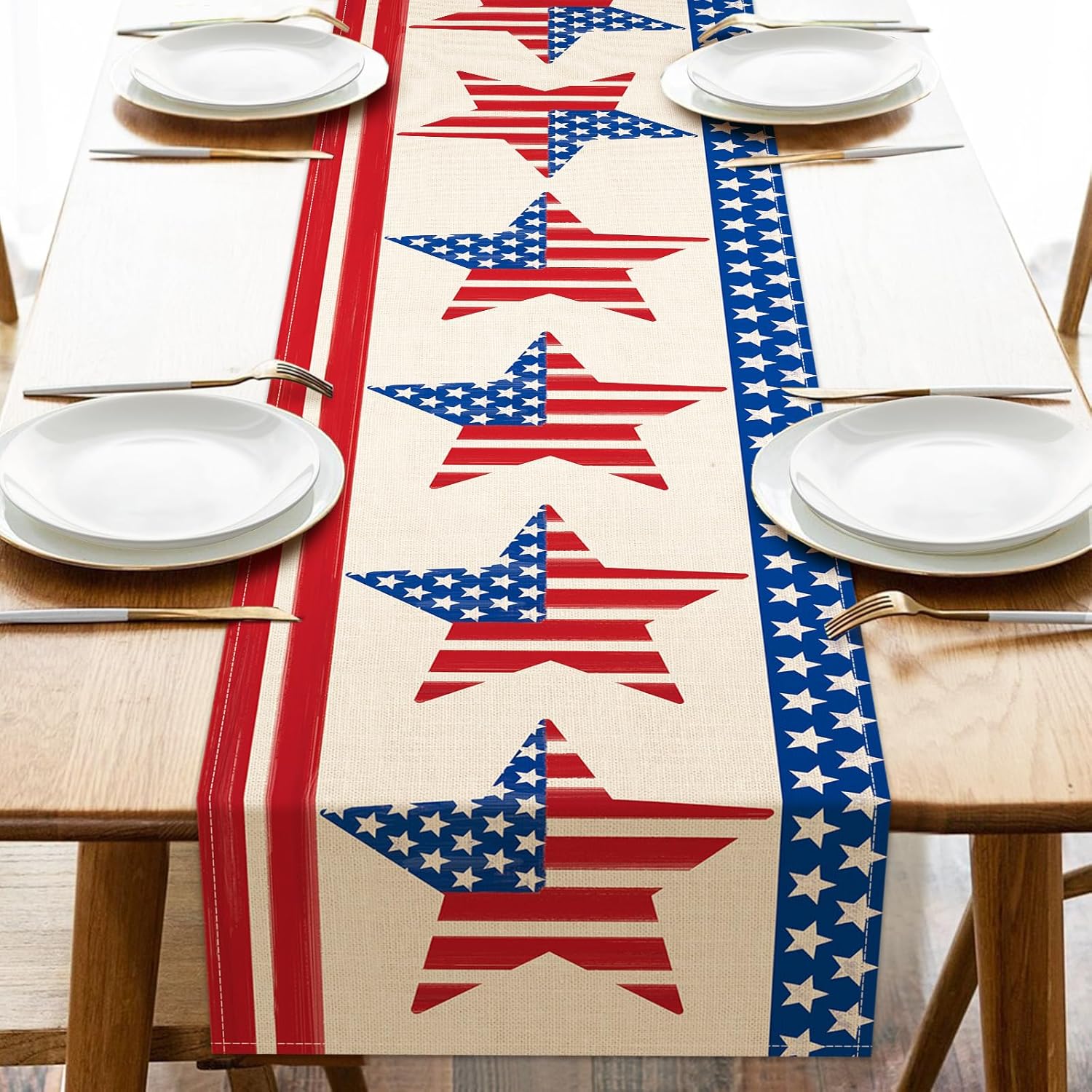 Amazon.com: Seliem 4th of July Patriotic Table Runner, America Stars ...