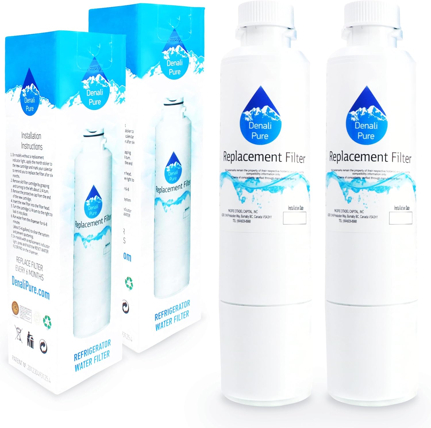 2-Pack Replacement for Samsung RF31FMESBSR Refrigerator Water Filter - Compatible with Samsung DA29-00020B, DA29-00020A, HAF-CIN Fridge Water Filter Cartridge