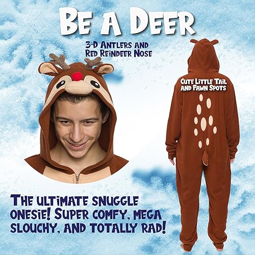 Miniatura 3 de Funziez! Slim Christmas Adult Onesie - Fun Holiday Costume - Santa Clause and Reindeer One Piece for Adults, Women and Men