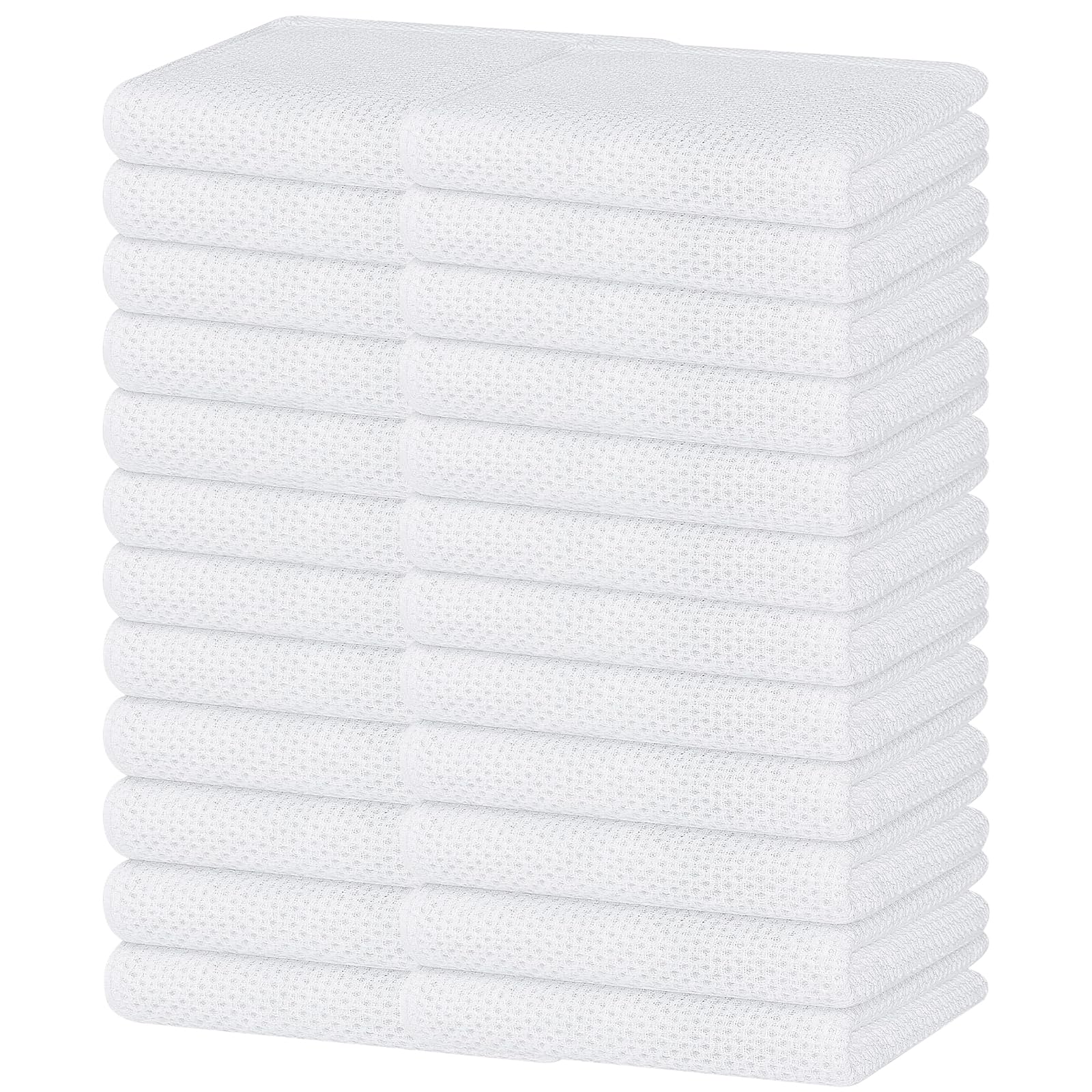Homaxy 100% Cotton Waffle Weave Kitchen Dish Towels 24-Pack, White