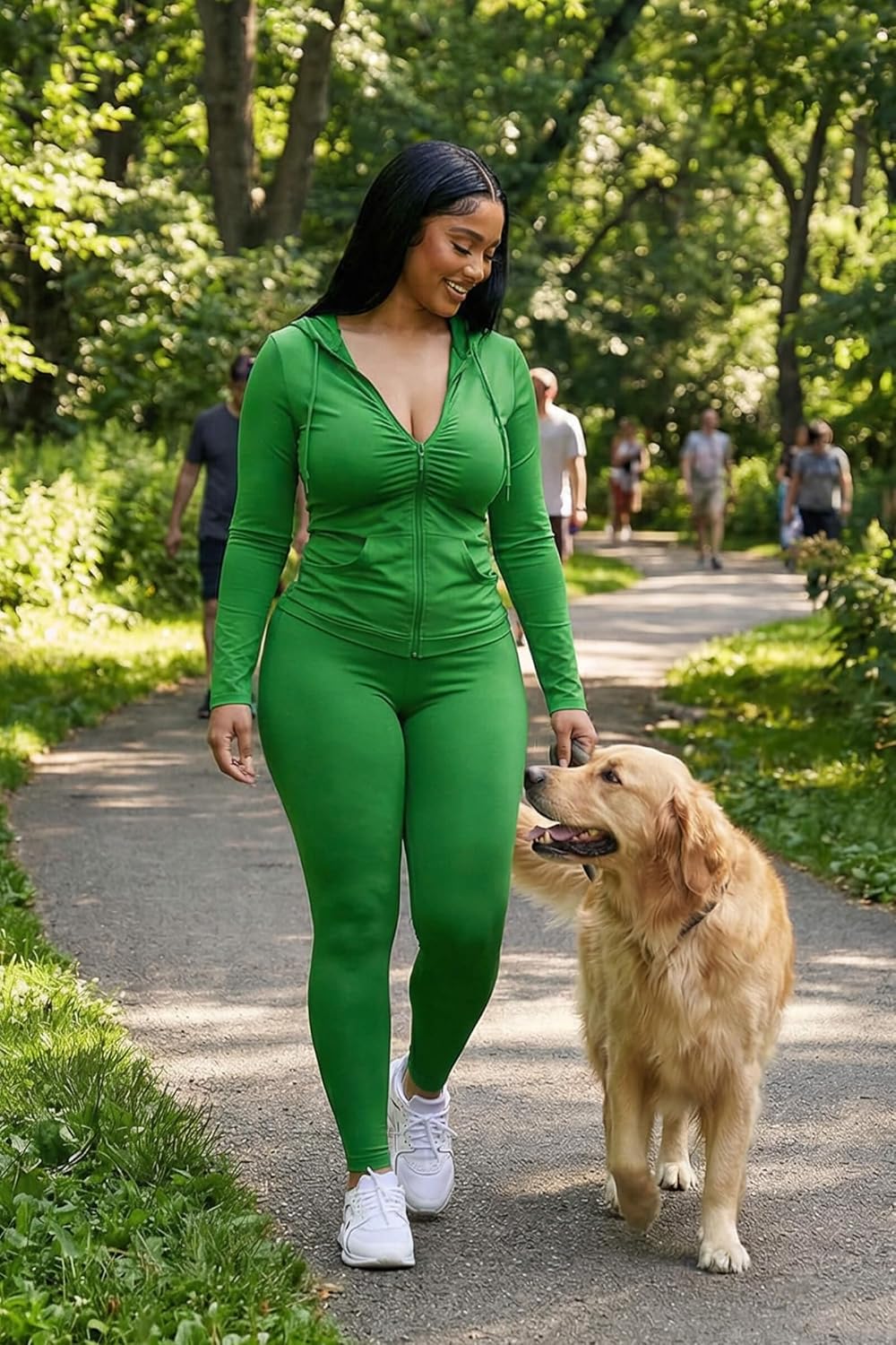 CLOCOR Womens 2 Piece Outfits Sweatsuits - Tracksuit Set Long Sleeve Crop Top & Drawstring Wide Leg Pants with Pockets - Image 2