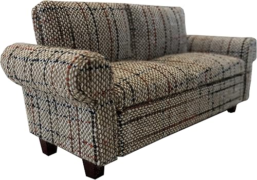 Miniatura 8 de Sofá de casa de muñecas gris, muebles de sala de estar en miniatura, sofá biplaza, accesorios para muñecas de 6 pulgadas, escala 112