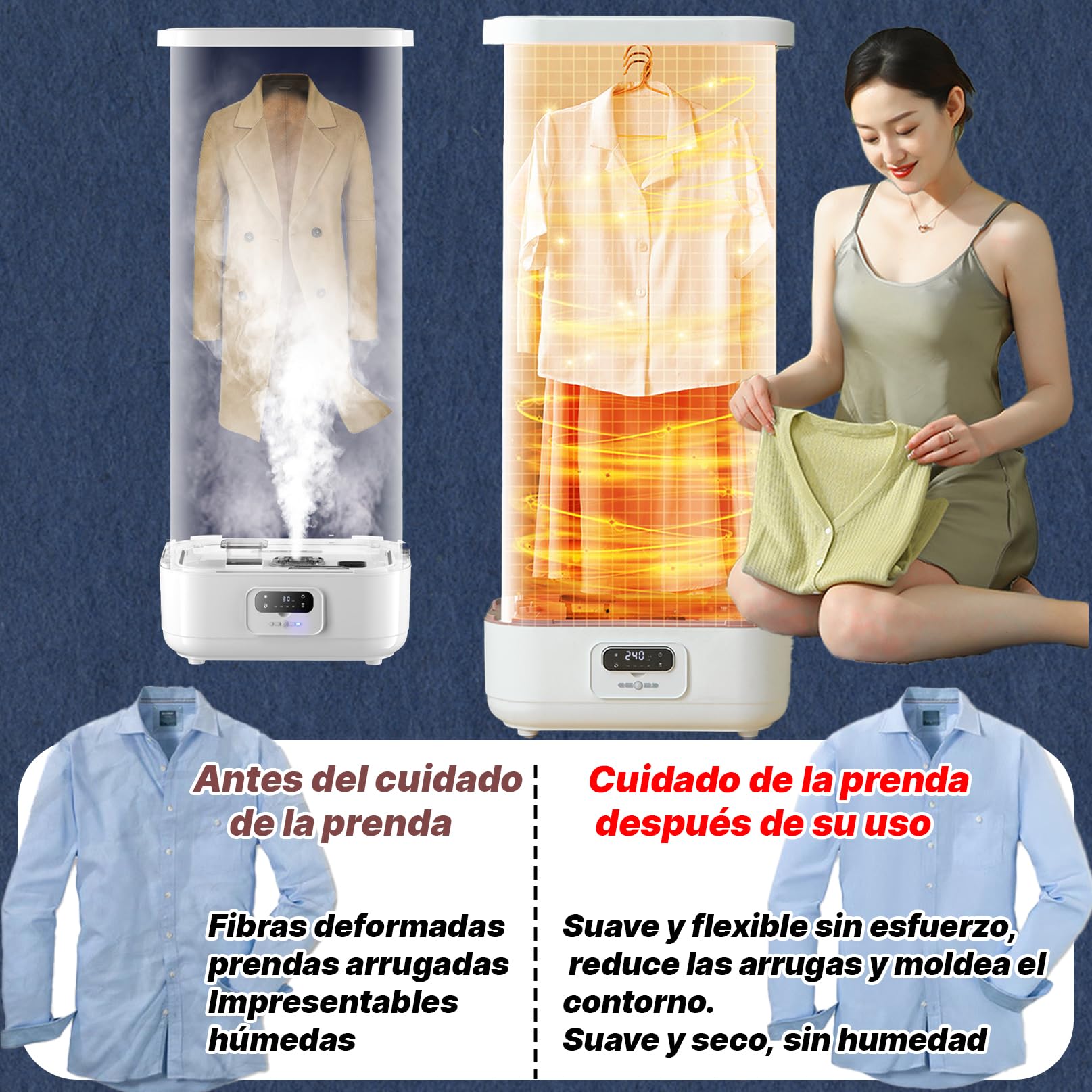 Armario De Planchado AutomáTico 1000w MáQuina AutomáTica Para Planchar Y Doblar,Cuidado A Vapor,Para Planchar Ropa Y Quitar Arrugas,Tendedero Plegable Ropa Y Telas(Modelo EstáNdar)