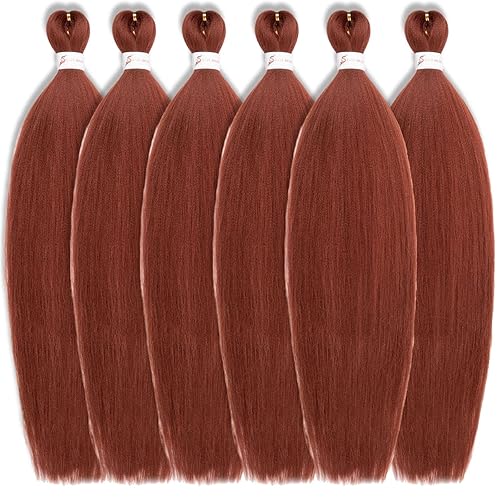 Miniatura 7 de Cabello trenzado de jengibre preestirado, 6 paquetes de 24 pulgadas, cabello sintético preestirado, trenzas naturales de fácil torsión, ajuste de