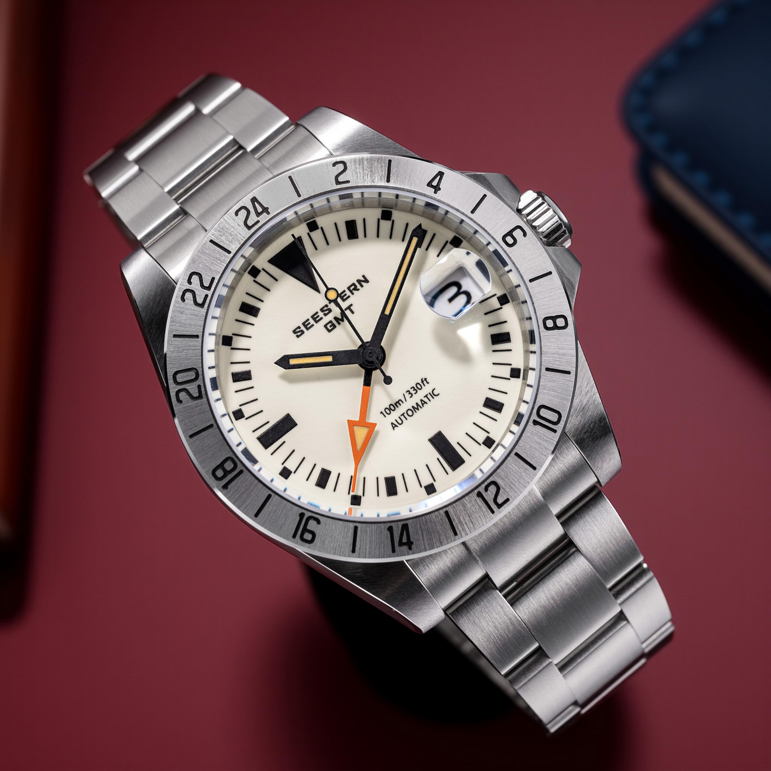 Sugess BB GMT S436-2.L - Orologio meccanico da uomo, in vetro zaffiro, 100 m