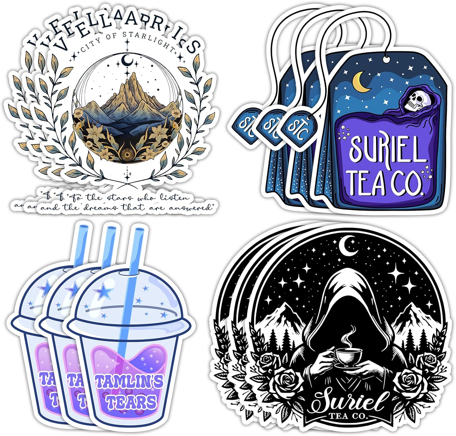 12pcs Suriel Tea Co Sticker, Tamlins Tears Sticker, Kindle