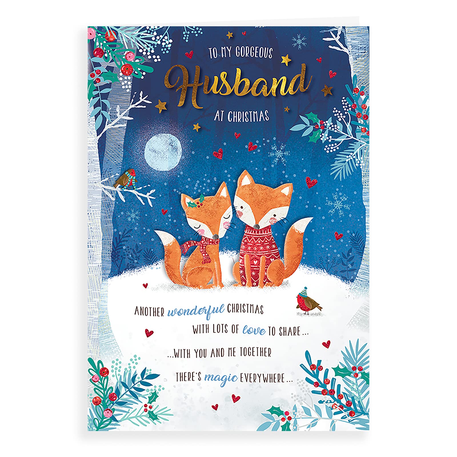 Piccadilly Greetings Piccadilly Greetings Character Christmas Card Husband - 9 x 6 inches