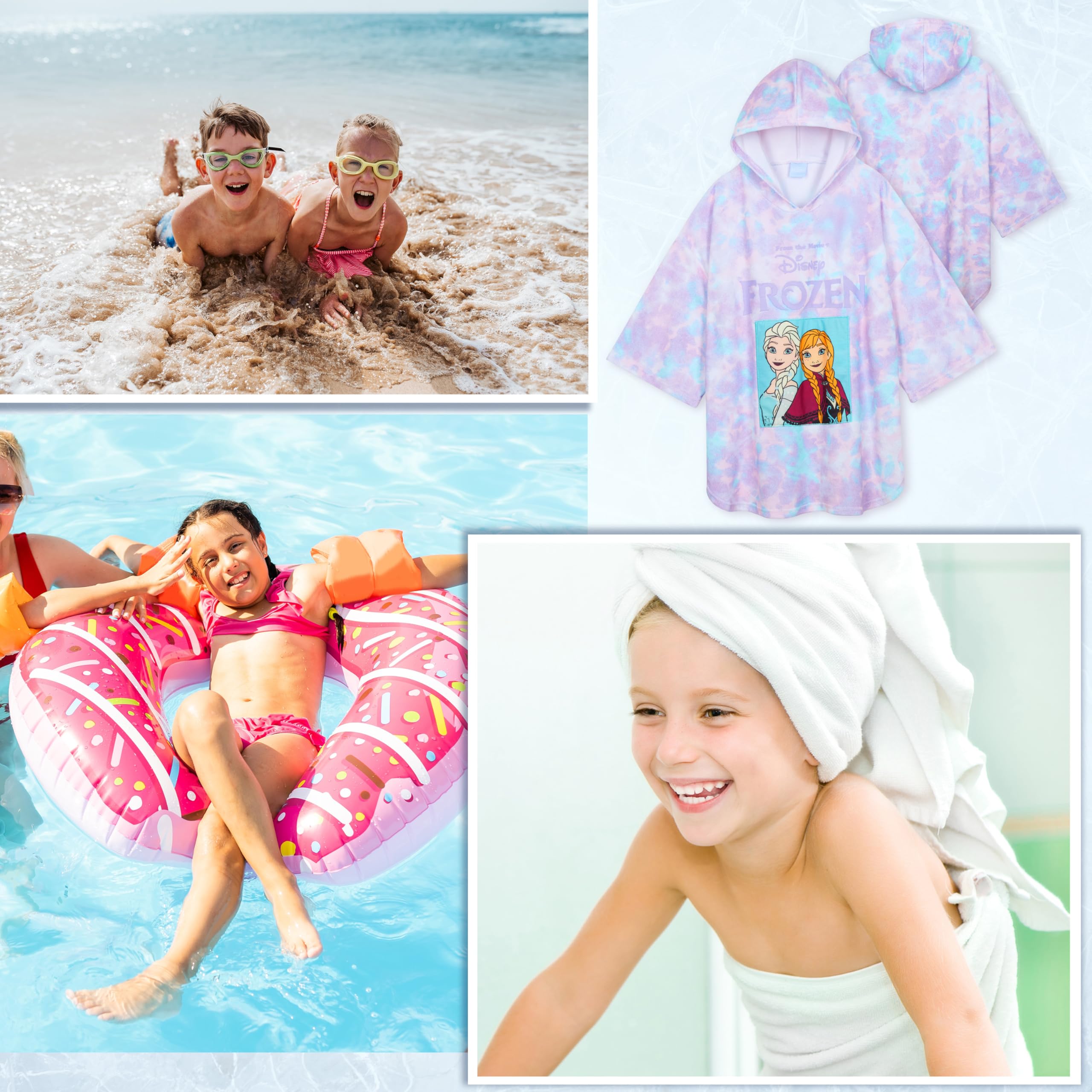 Poncho Asciugamano Per Bambini Frozen - Microfibra Ultra Assorbente 110x55 Cm, Morbido E Asciugatura Rapida - Foto 3