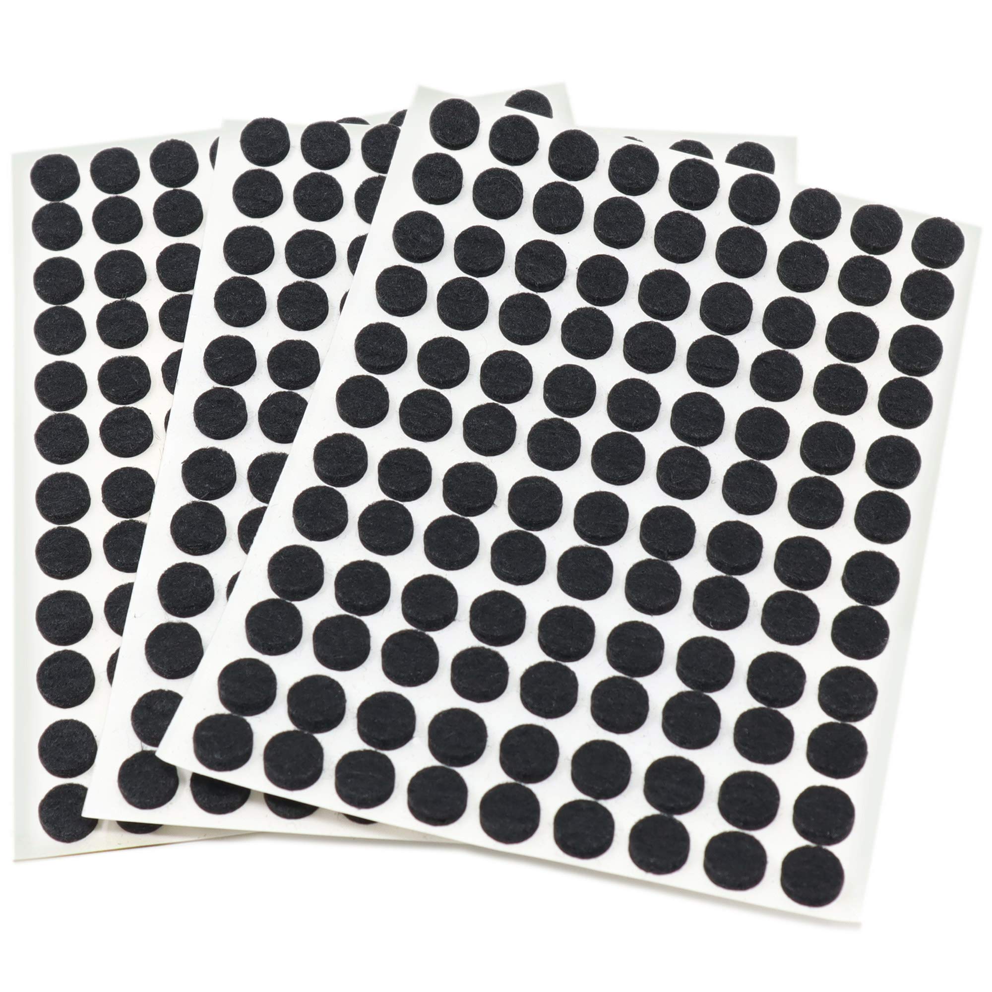 Adsamm Black Adsamm® / 324 X Self-Adhesive Felt Pads/Black/Ø 0.39'' (Ø 10 Mm) / Round / 0.138'' / 3.5 Mm Thick Stick-On Furniture Felt Glides/Furniture & Chair Glides
