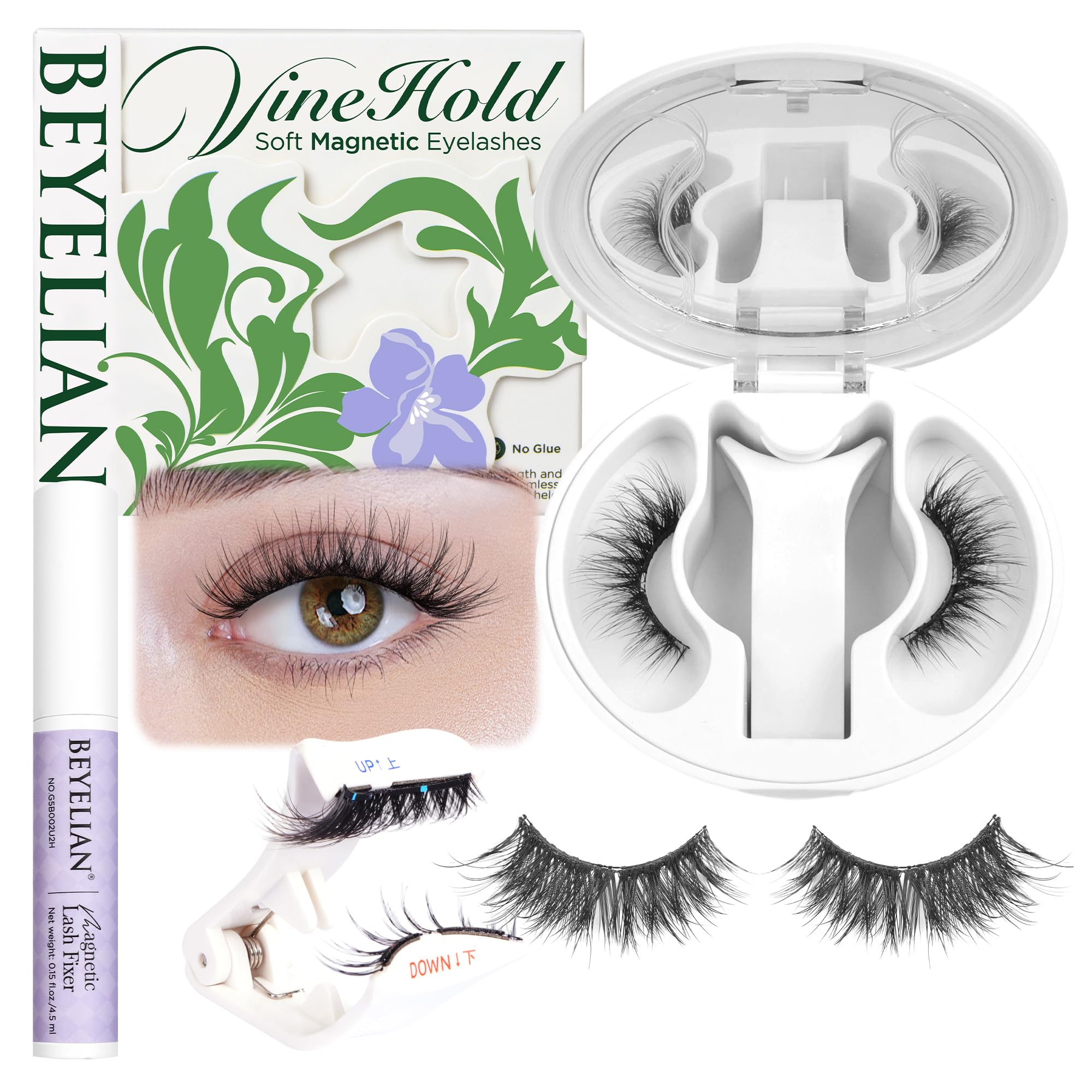 Photo 1 of BEYELIAN Magnetic Eyelashes with Applicator Kit All-In-One Box, Upgrade Fuller Soft Magnetic Lashes with Fixer, Reusable, No Glue Needed False Eyelashes HX09 (Lightweight & Comfortable)