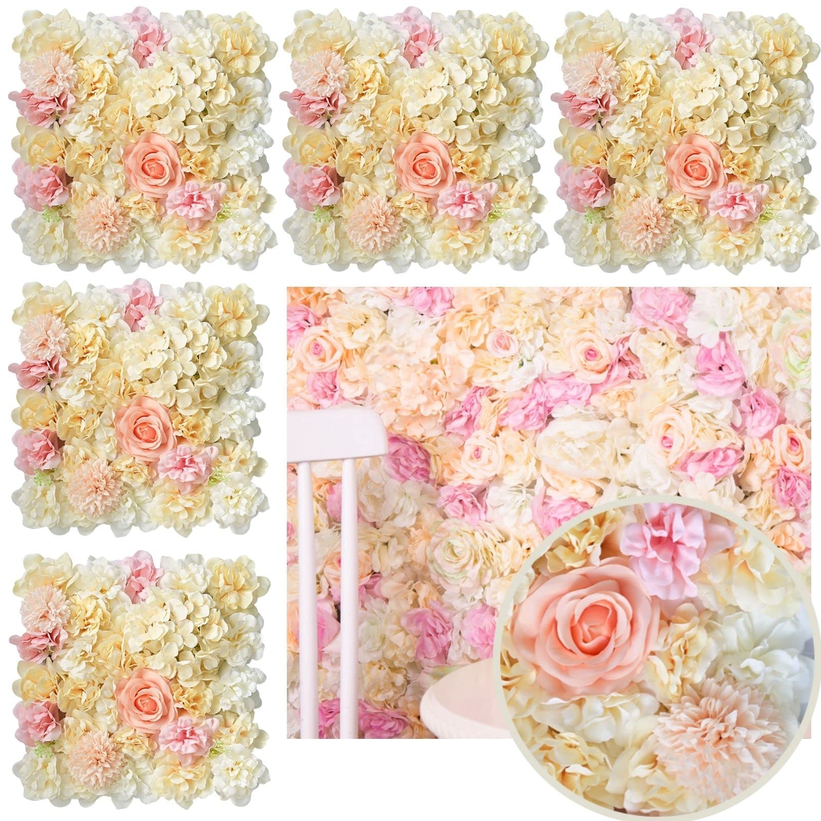 Panneaux de fleurs artificielles pour un mur de roses de mariage féerique