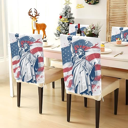 Miniatura 4 de 4 de julio Día de la Independencia White Liberty - Fundas decorativas para sillas de comedor retro, fundas extraíbles para sillas de comedor, 6