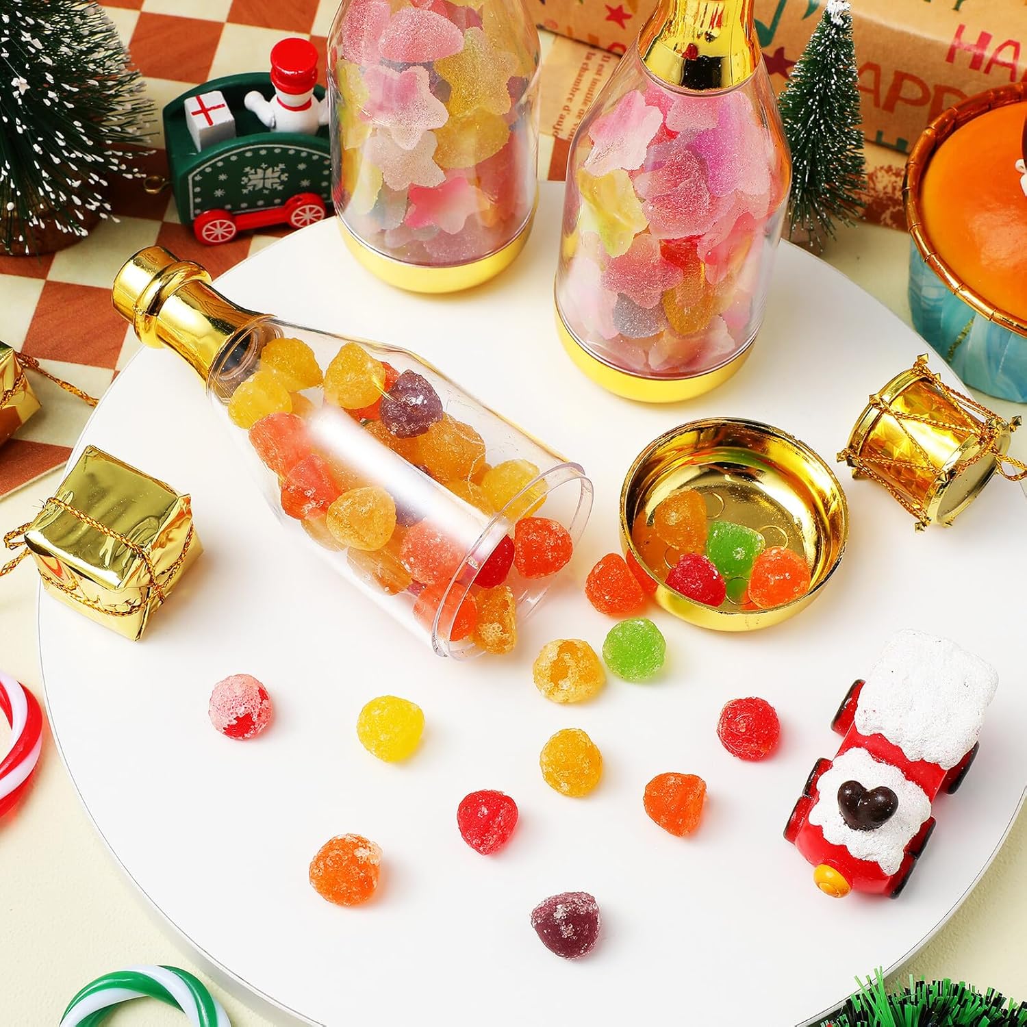 TIDTALEO 20pcs Gold Mini Bottle Shaped Candy Boxes Wedding Favor Party Boxes Candy Bottle Containers for Wedding Birthday Celebration Packaging