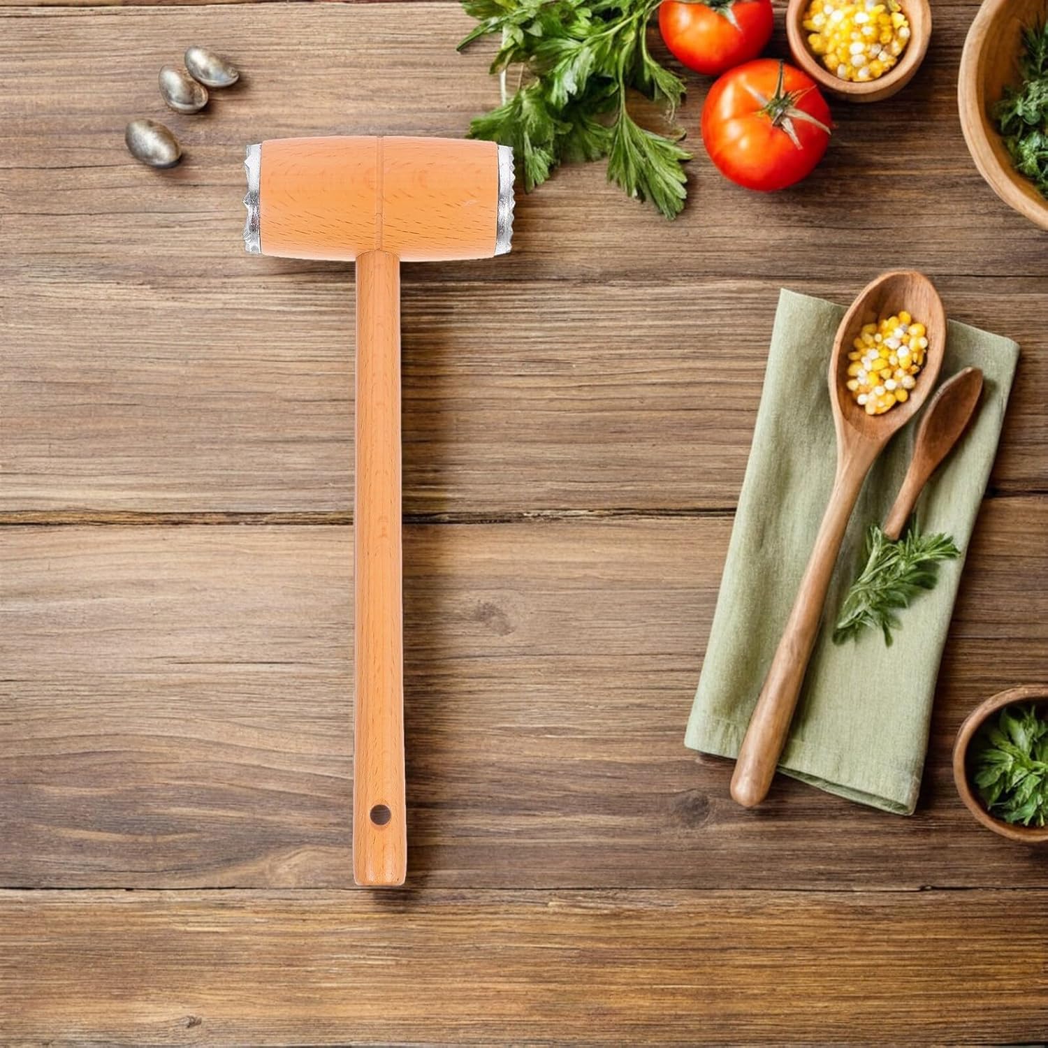 BESPORTBLE 2pcs Meat Tenderizer Mallet Set, Beech Wood Steak Hammer Tool for Flattening and Pounder Meat, Kitchen Gadget for Beef, Poultry, and Chicken Cooking