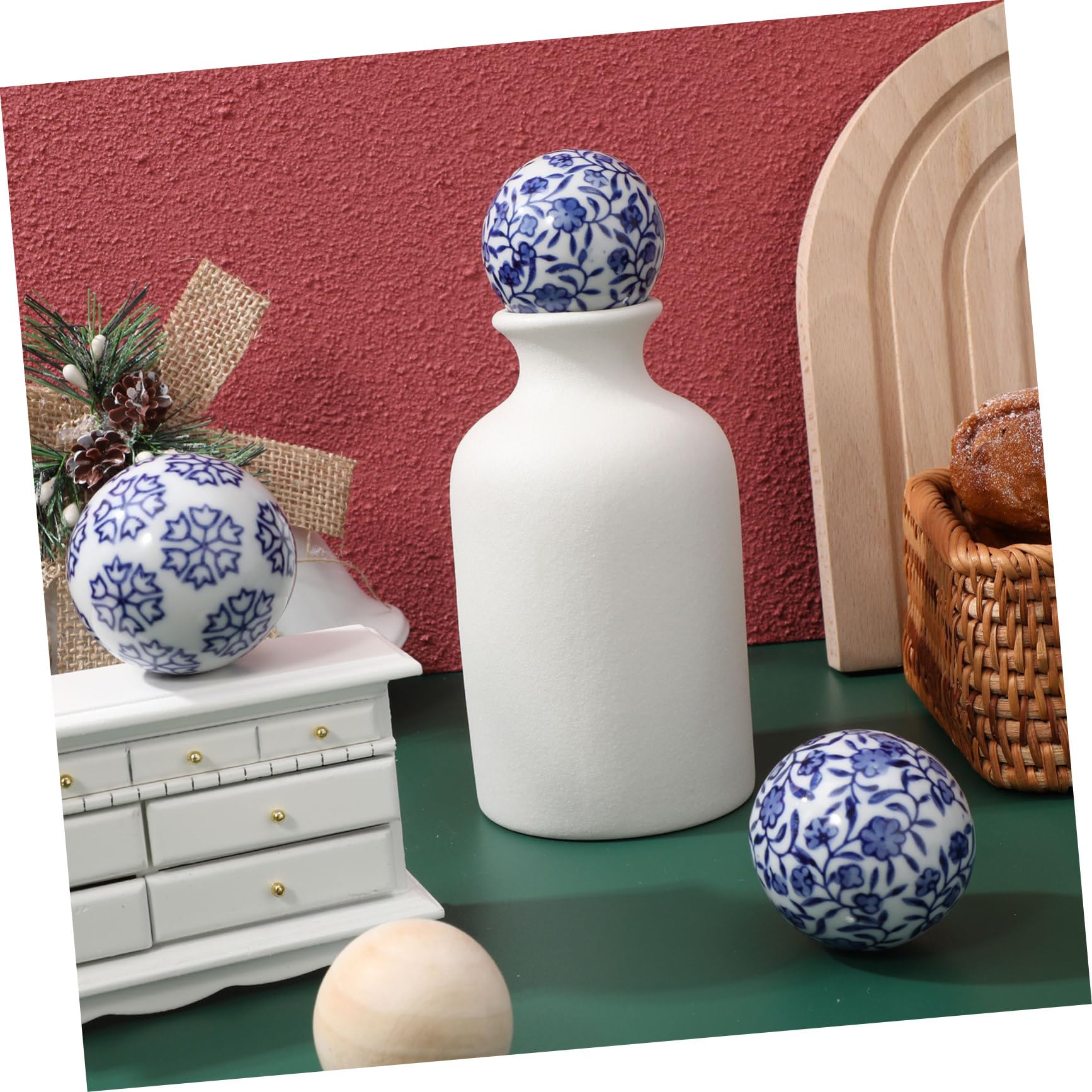 4 Stück Schwimmkeramikkugeln Blau-Weiß - Dekoration Für Aquarium & Miniteich