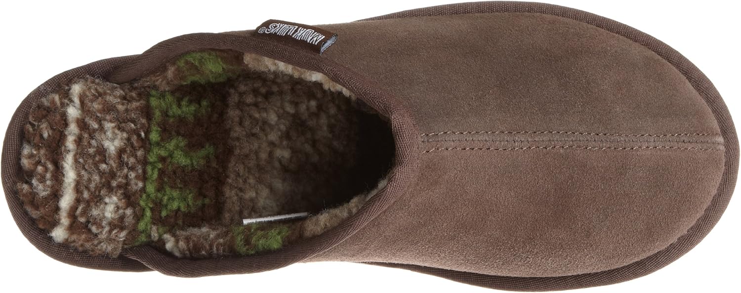 MUK LUKS Men's Dave Printed Berber Suede Scuff-Brown Slipper 11 Chocolate