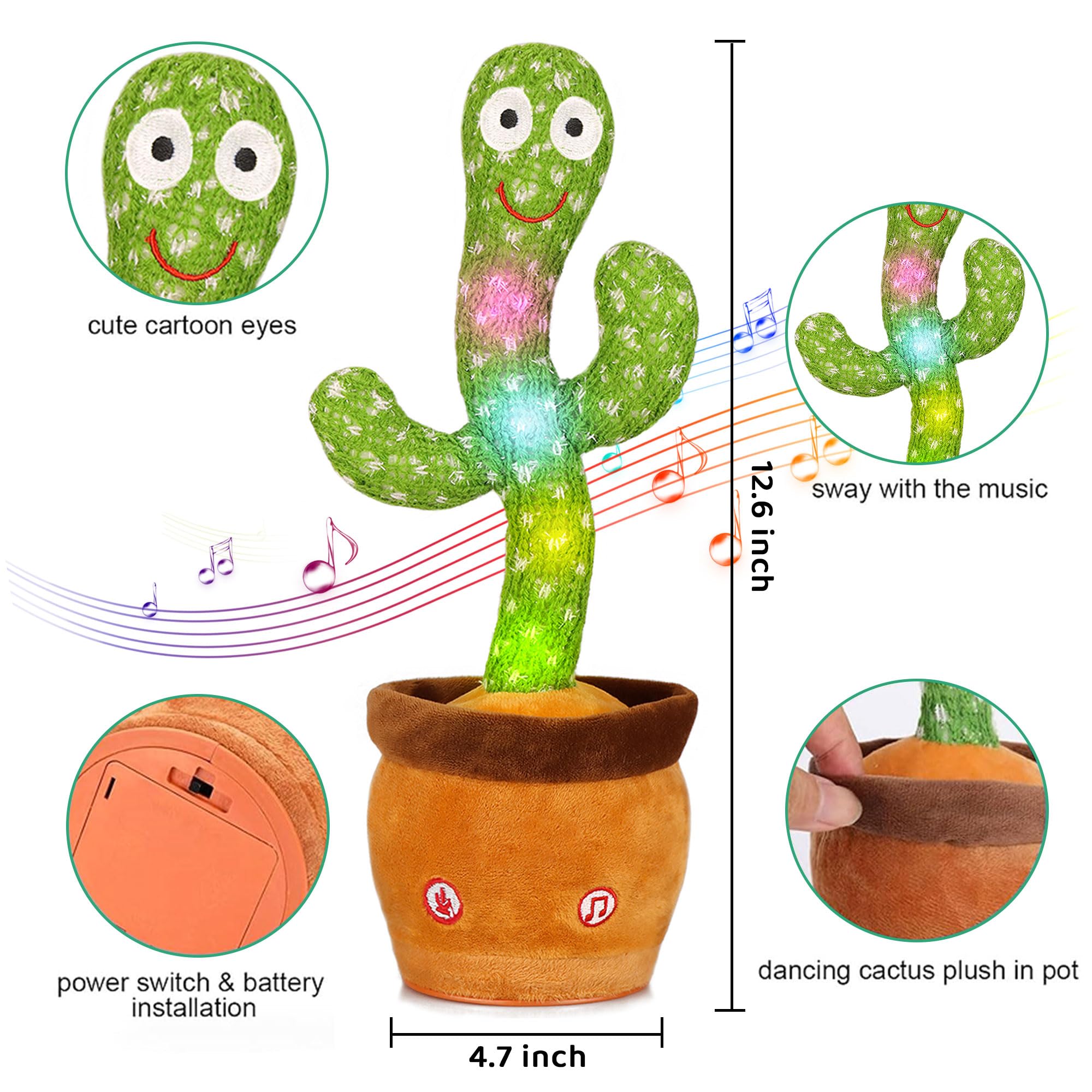 Edencomer Cactus Qui Danse Et Rpte, Cactus Qui Parle avec LED, Chantant  Parlant avec Fonction Enregistrement, Interactif Et ducatif, Cadeaux pour  Enfants Et Dcoration : Amazon.fr: Jeux et Jouets