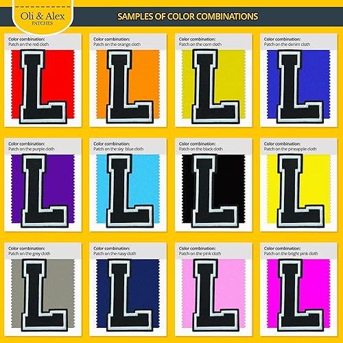 Miniatura 175 de Parches de letras termo-adhesivas de alta calidad – Lindas letras para ropa – Parche universitario para ropa – Letras bordadas de 4 1/2 parches