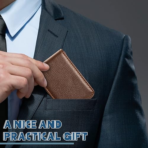 Miniatura 5 de Funda para tarjetas de visita de 4 piezas cartera con bloqueo RFID tarjetero de crédito minimalista piel sintética delgada con cierre magnético para