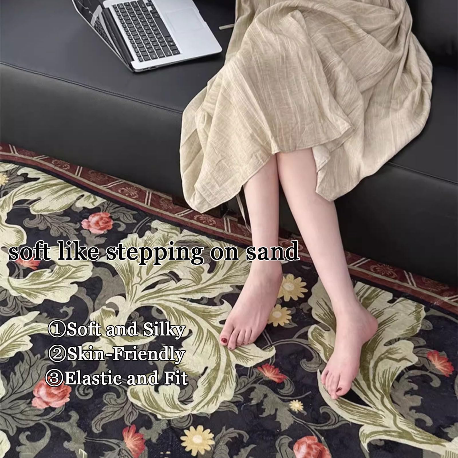 ZTGL Dywan Vintage, zmywalny duży dywan do salonu, dywany antypoślizgowe do sypialni, dywany z nadrukiem do kuchni i jadalni, mata kempingowa,B1,240x360cm