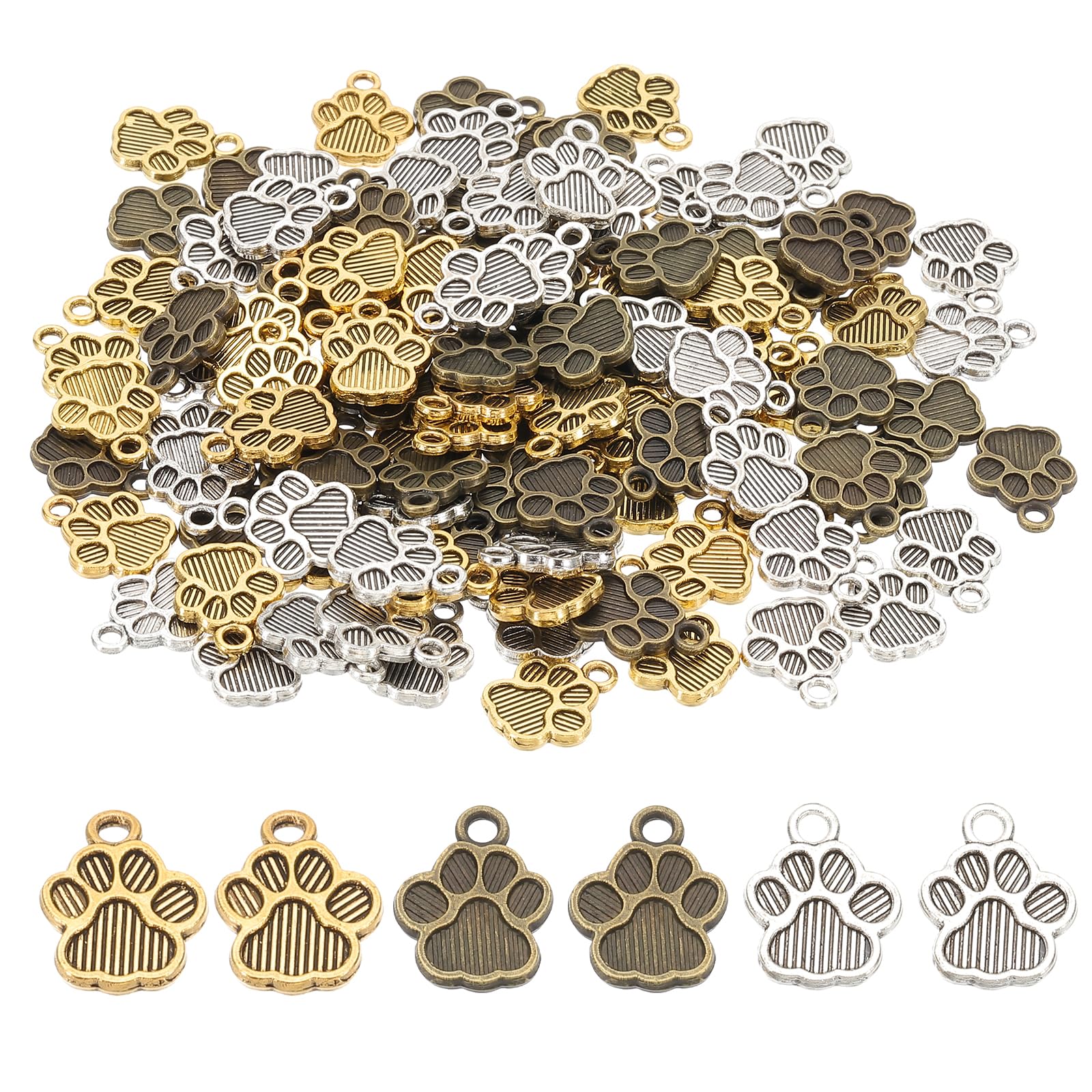 PATIKIL Jewelry Making Charm Bulk, 120 Pcs Dog Paw Animal Footprint Pendants DIY for Necklace, Bracelet, Earring Making and Crafting