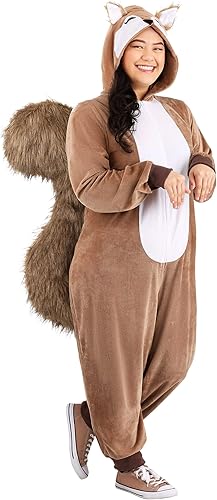 Disfraz de ardilla para mujer, talla grande, overol de ardilla con cola peluda, animal de una sola pieza para Halloween