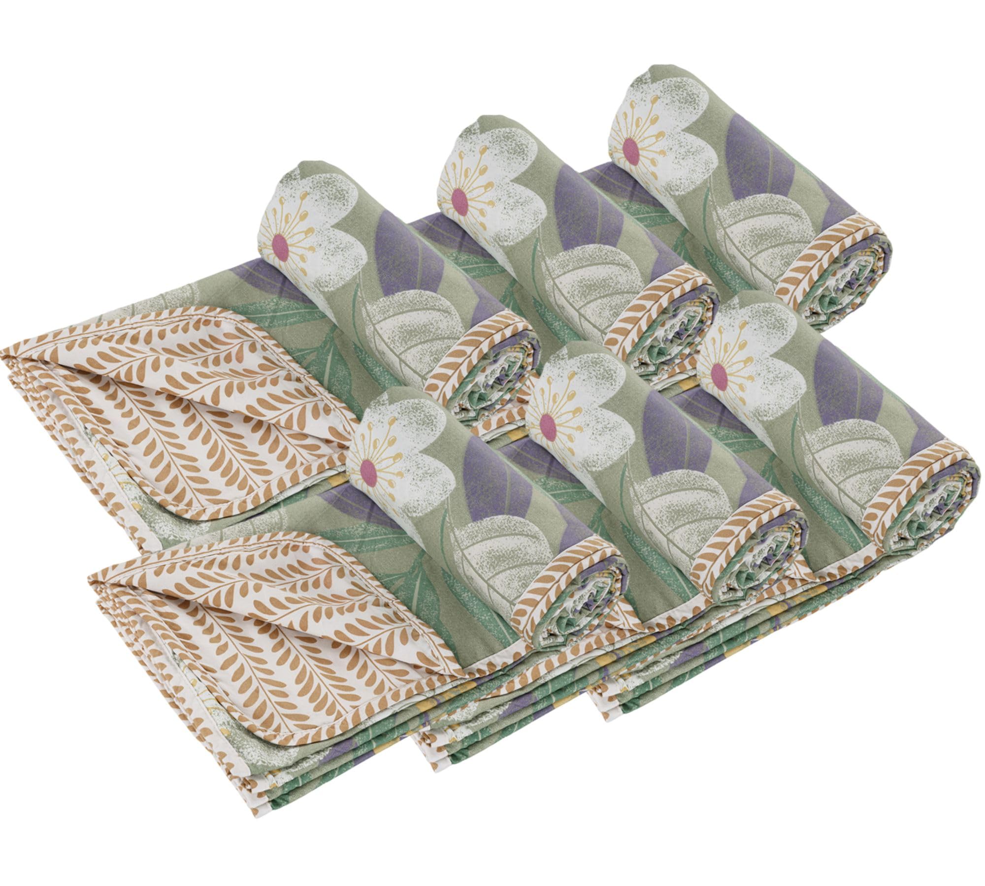 VAS COLLECTIONS 120 GSM Cotton Reversible Single Bed Blanket (152×225 cm) – Soft, Lightweight & Skin-Friendly (Light Green and Beige, Single)
