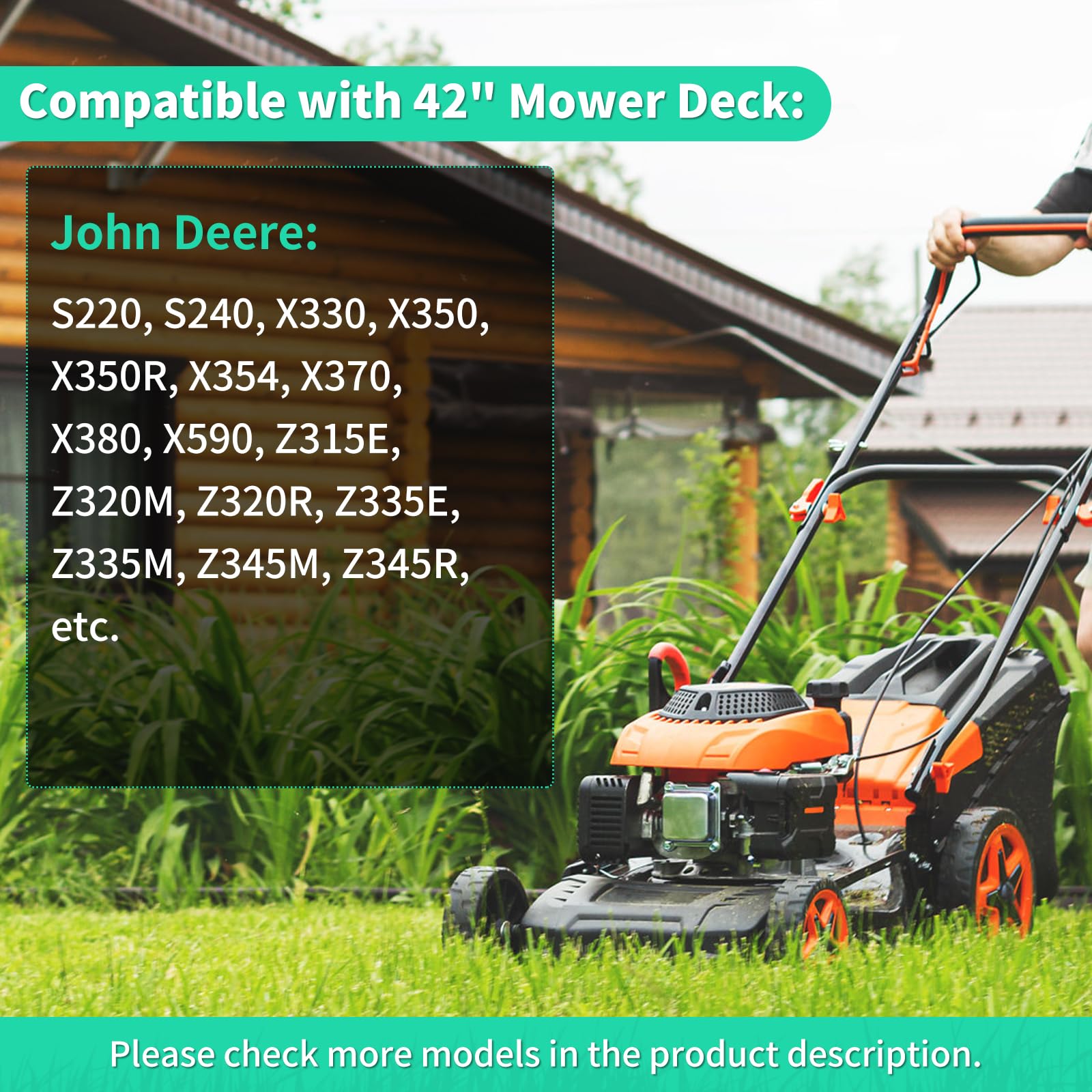 Cuchillas de cortacésped M170642 para cubierta de 42 pulgadas compatibles con John Dee re X330 X350 X354 X370 X380 Z335E Z335M Z345M Z345R, paquete de 2