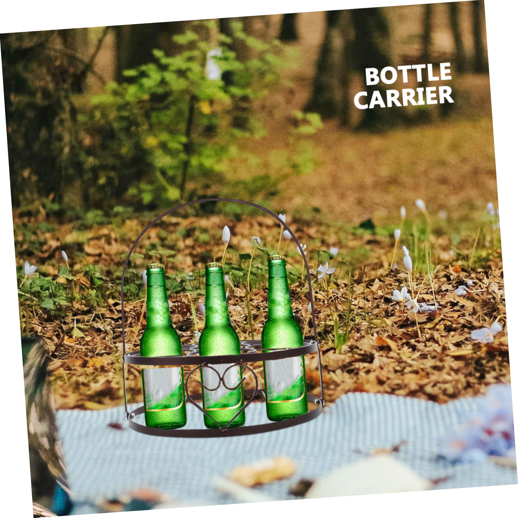 Tragbarer Bierkorb aus Metall Bierflaschenhalter mit Henkel für 7 Flaschen Getränkeaufbewahrungskorb für Picknick und Outdoor Einsatz