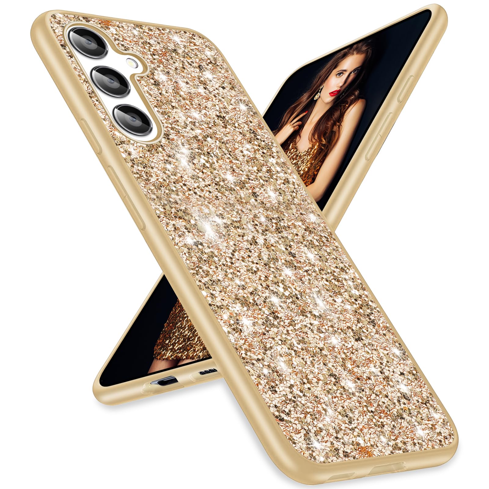 for Samsung S24 FE Case Glitter Slim Sparkle Diamond TPU Bumper Full Body Shockproof Protection for Samsung Galaxy S24 FE Phone Case Women Girls Soft