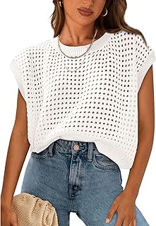 PRETTYGARDEN Crochet Cap Sleeve Summer Top